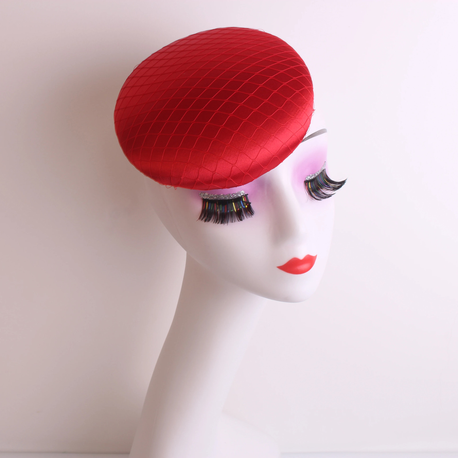 Fascinator Hat Base Satin 15cm Red Wedding Party Hair Accessory Millinery Cap