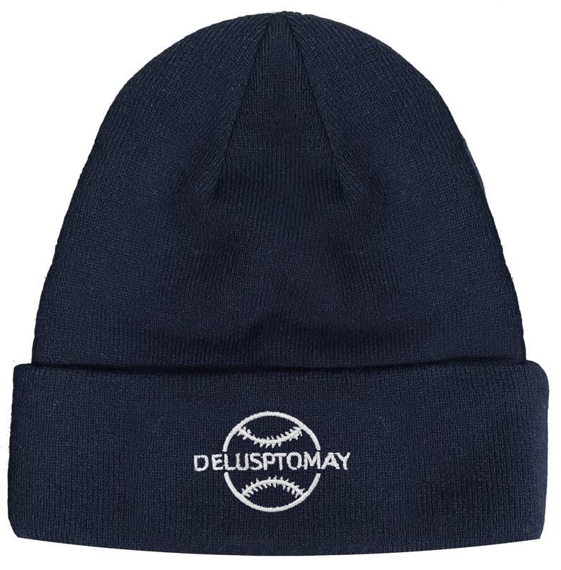 3D Embroidery Cuffed Knit Beanie Hat – Classic Toque Skull Cap for Winter Wear