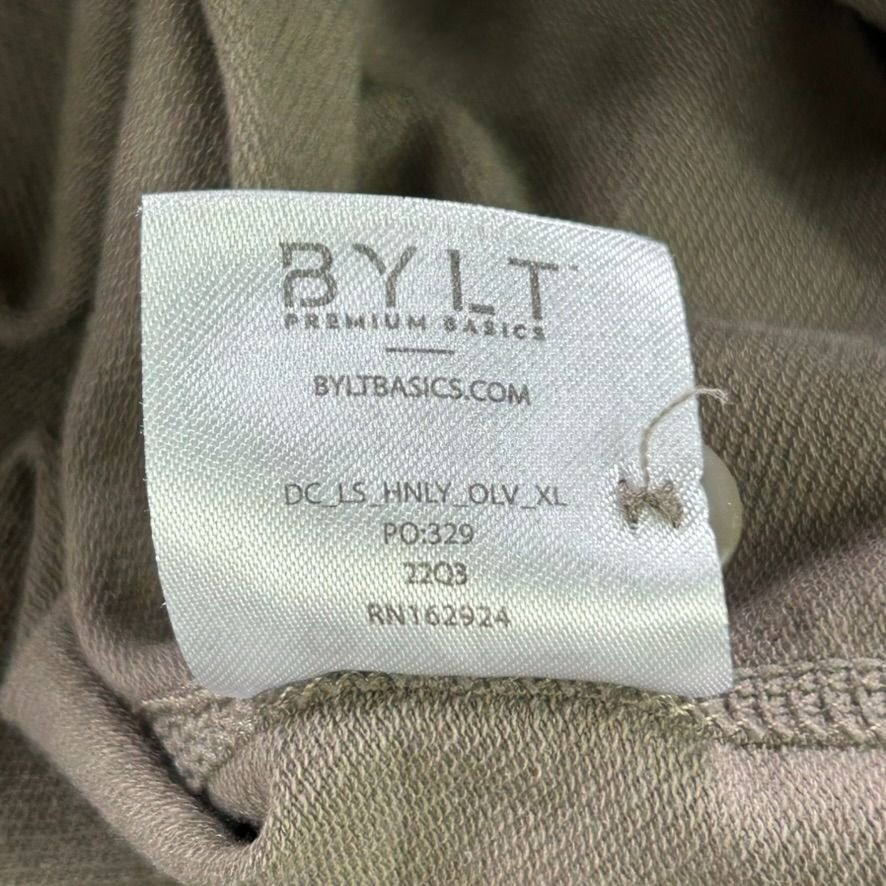 BYLT Premium Basics Drop Cut Long Sleeve Henley Mens XL Brown Athleisure Workout