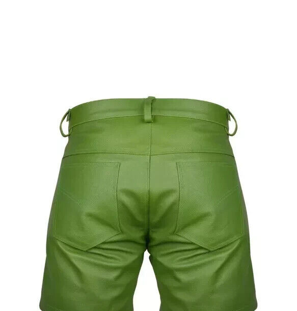 Mens Biker Jeans Real Green Or Cow Leather Sleek And Sexy 501 Style Pants New