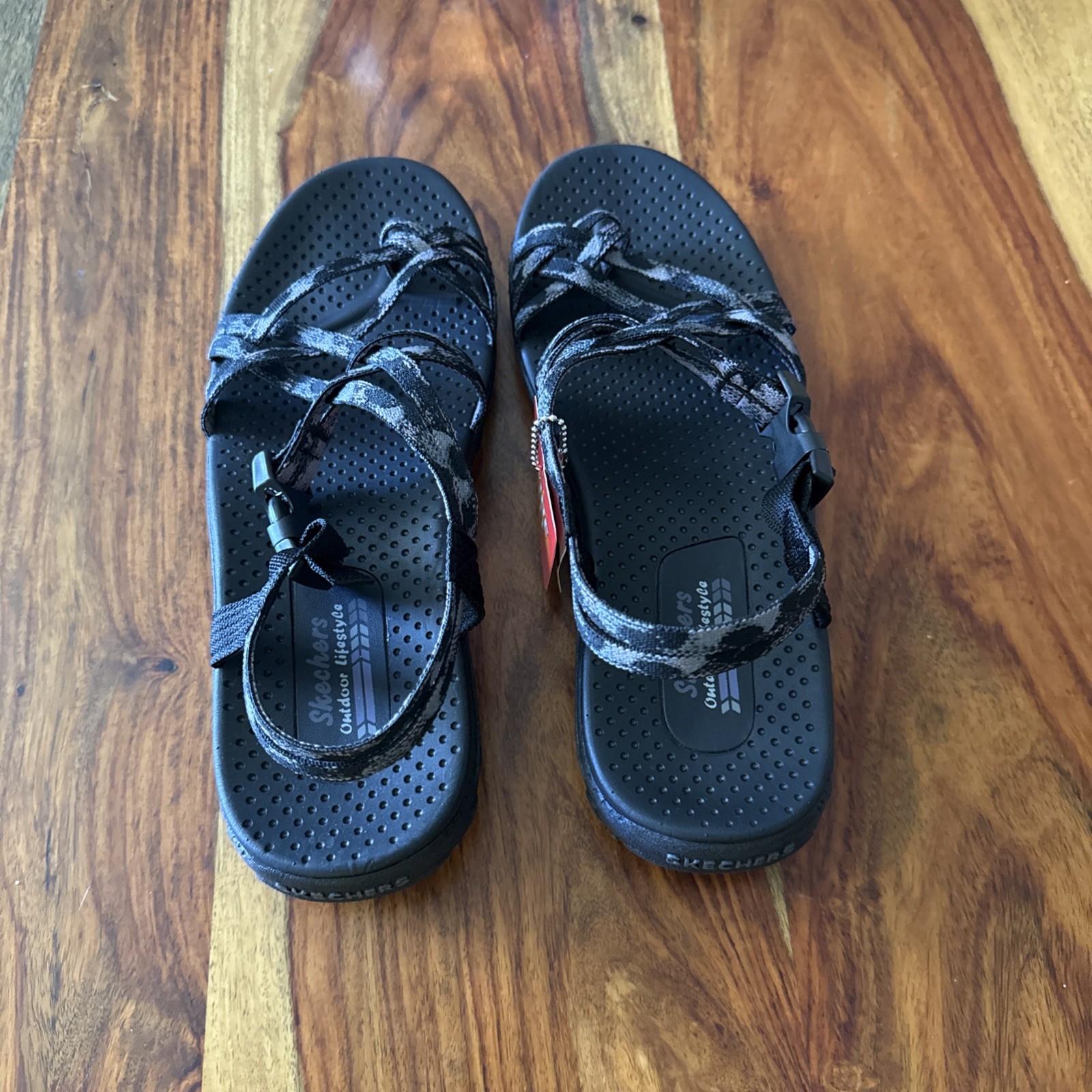 Skechers Reggae Positive Space Black Women’s Sandals – Size 9 Wide Fit 163595W