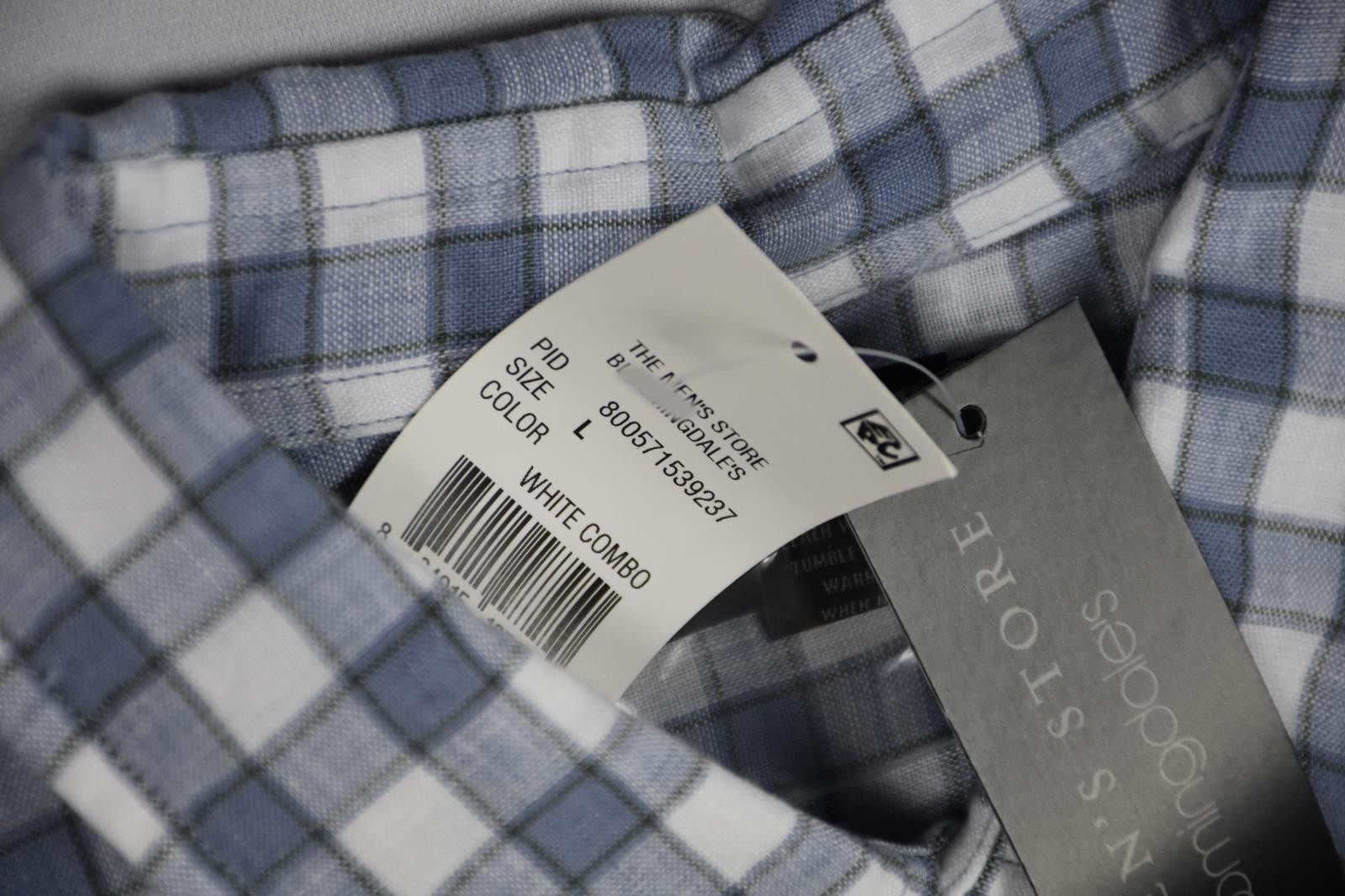 The Men’s Store Linen Check White Combo Shirt L New $98 BM6-15