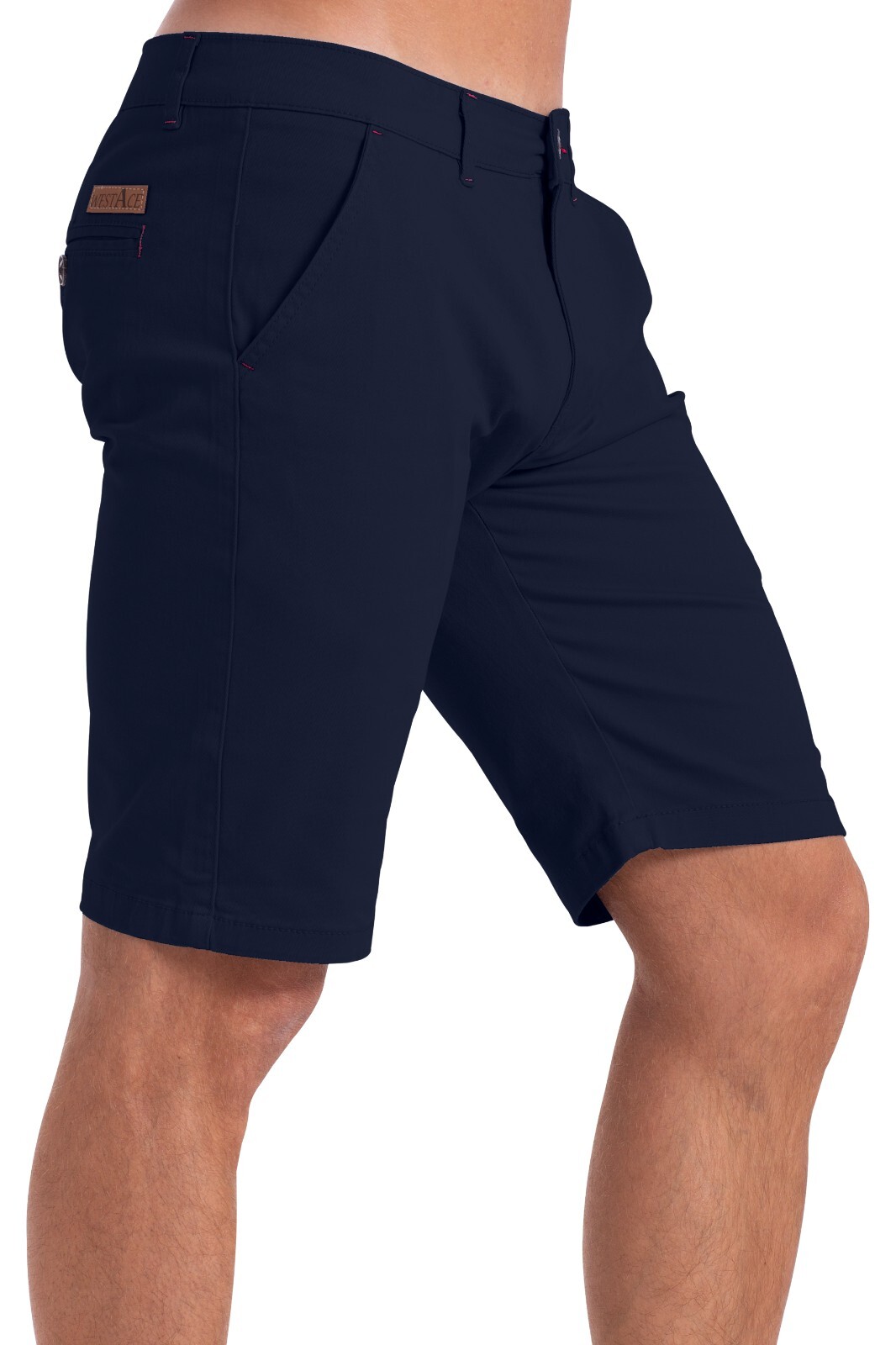 Mens Chino Summer Shorts Casual Cotton Slim Fit Spandex Beach Half Navy Pants