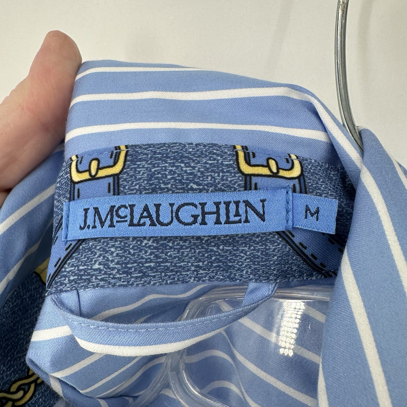 J MCLAUGHLIN quince dress equestrian blue MEDIUM midi country club preppy stripe