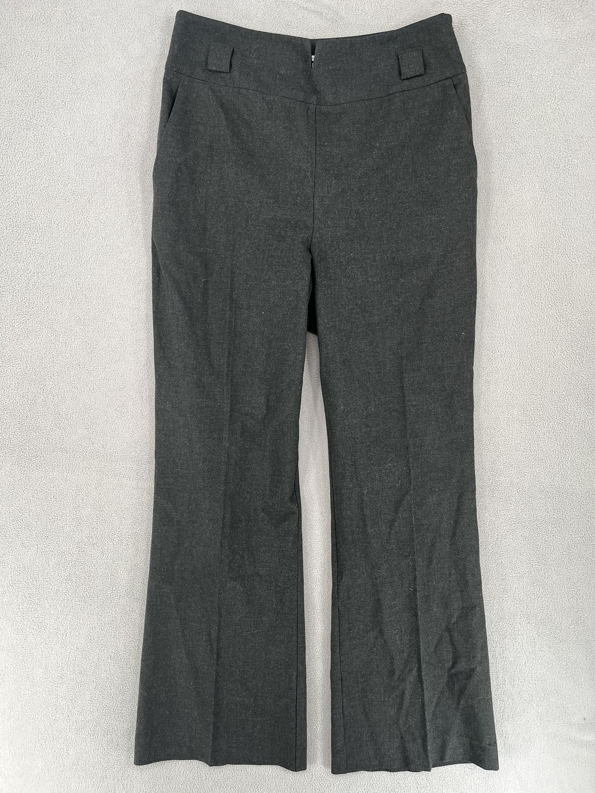 Veronika Maine Pants Womens 12 Grey Dark Flare Bell Pleated High Straight Office