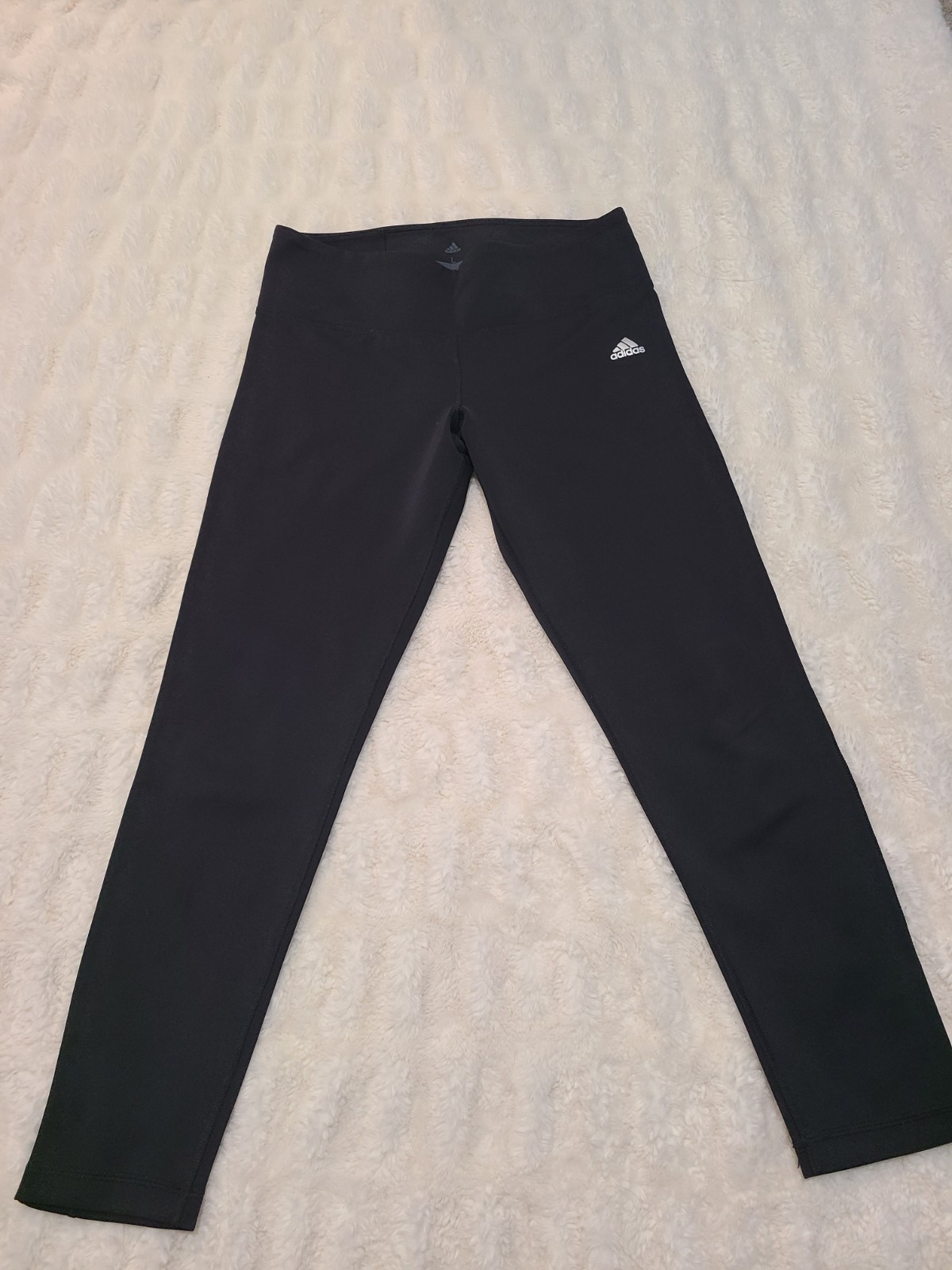 adidas Climalite Women’s Black Leggings L 29″ Inseam Stretch Yoga Gym