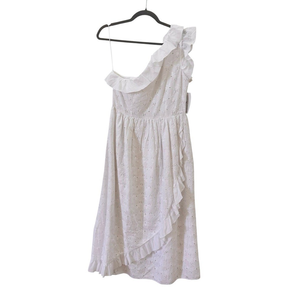 NWT Batsheva Jude One Shoulder Ruffle White Maxi Dress Size 10