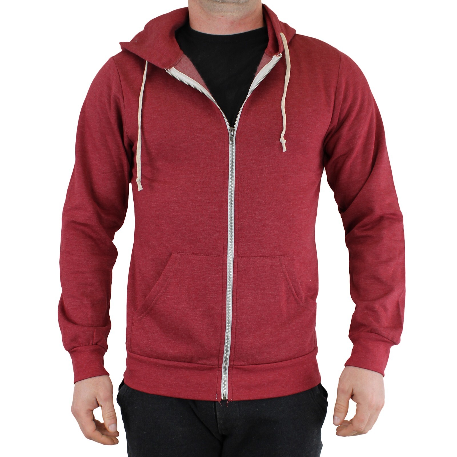 True Classic Men’s Hoodie Zip Jacket Athletic Fit Poly/Cotton Fleece, Lined Hood