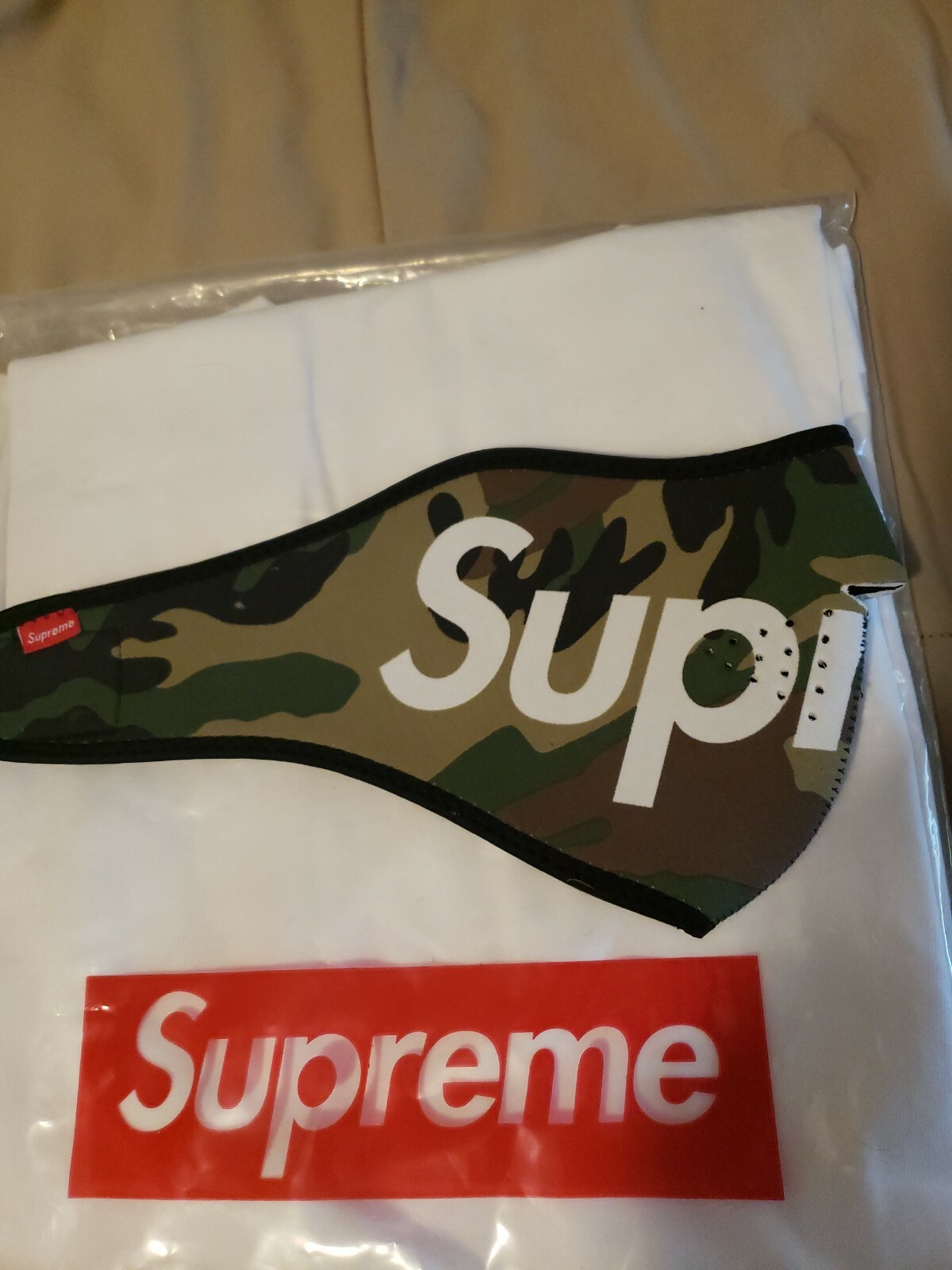 Authentic Supreme Neoprene Face Mask Woodland Camo FW14 New