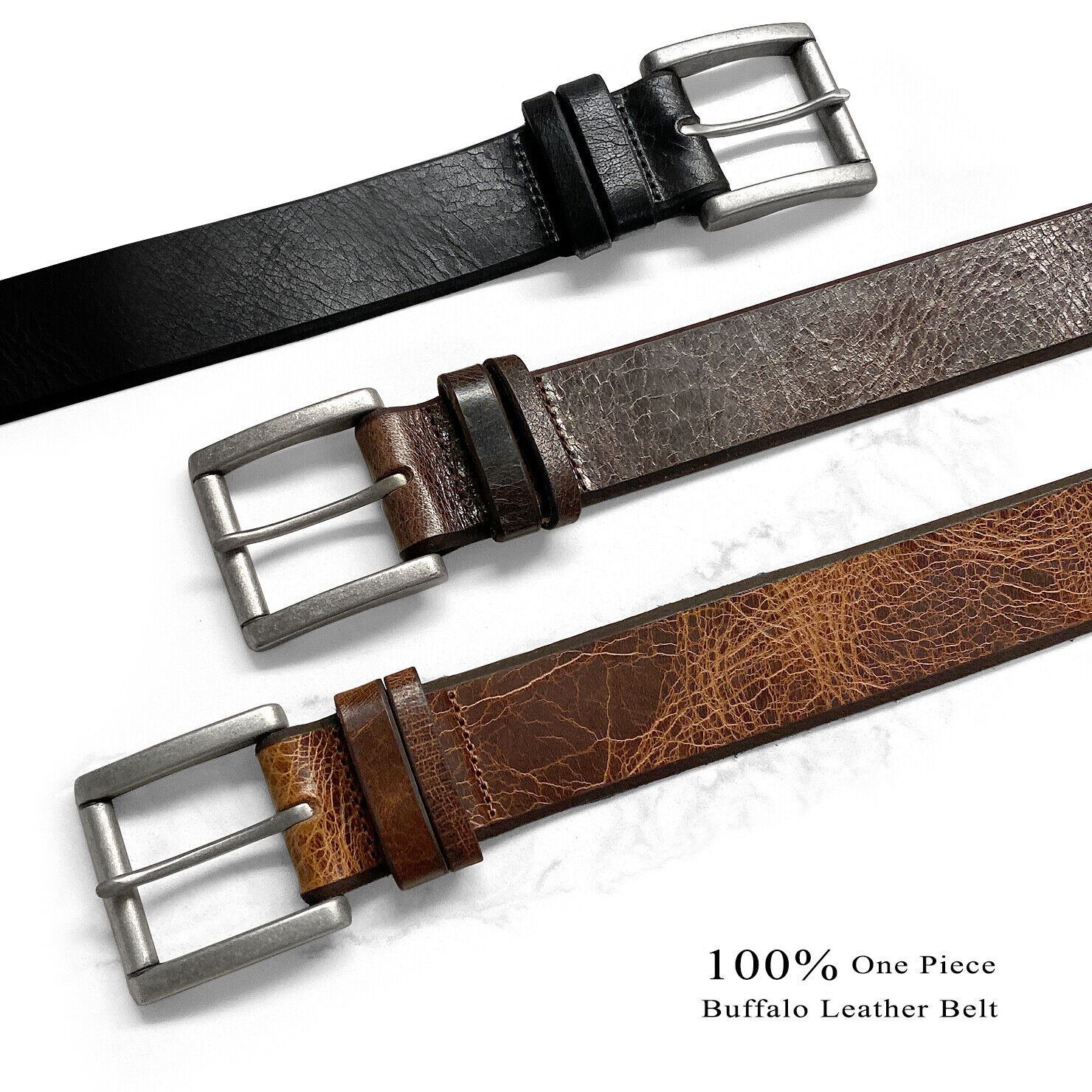 Classic Casual Full Leather Belt Vintage 100% Genuine Leather Belt 1-1/2″ wide