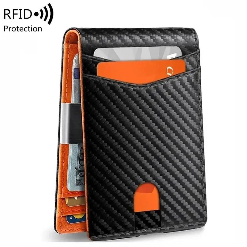Men’s Slim PopUp Bifold Carbon Fiber Wallet, RFID Blocking, Money Clip, Men Gift