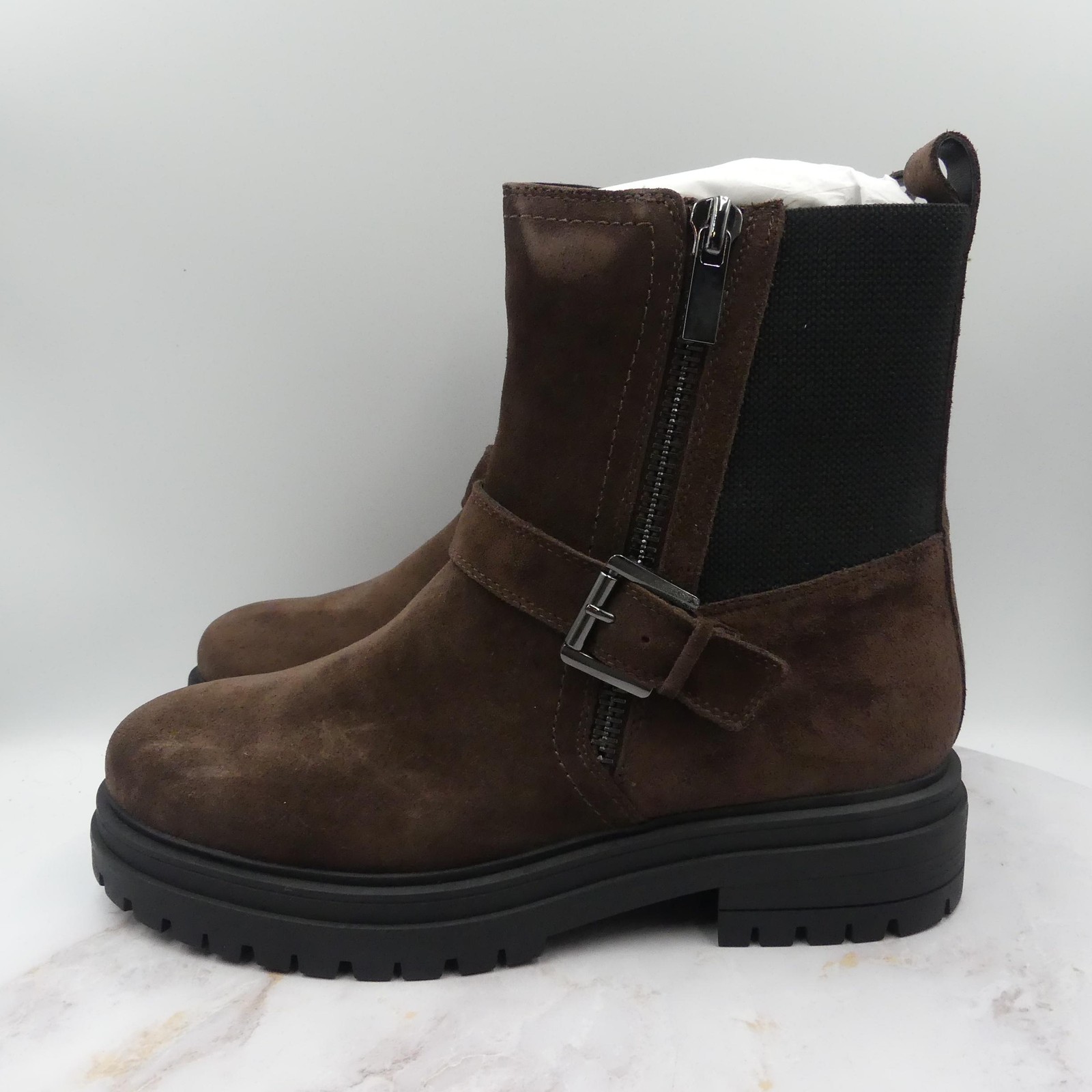 Blondo Boots Womens Size 9.5 M Brown Suede Waterproof Zip Buckle Gatwick