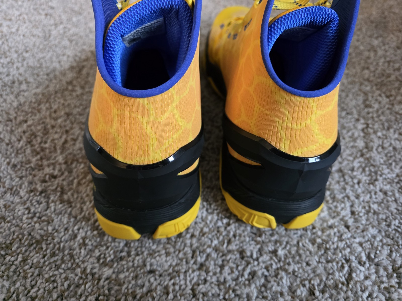 Under Armour Curry 2 Double Bang Basketball Shoes Gold Blue 3026281-700 Mens 13