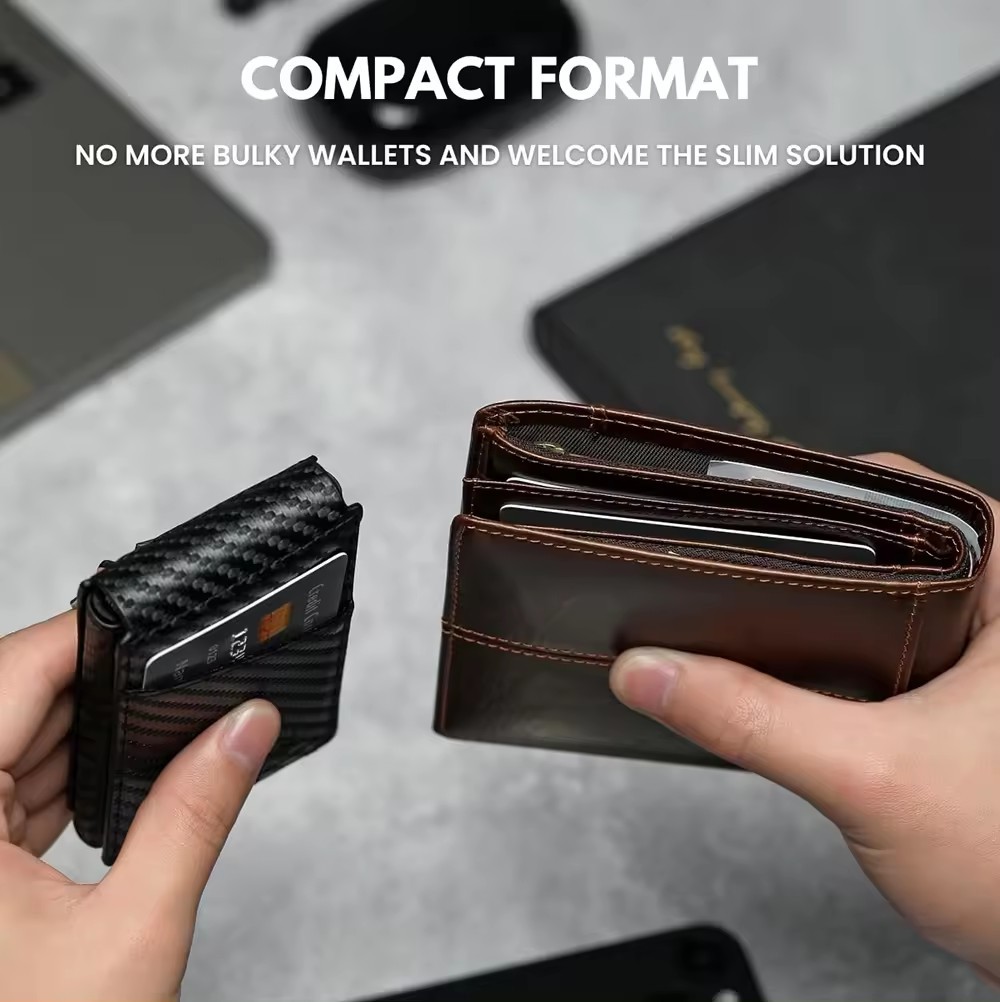 Slim Wallet with Money Clip & ID Window, RFID Blocking Smart Pop Up Card Wallet