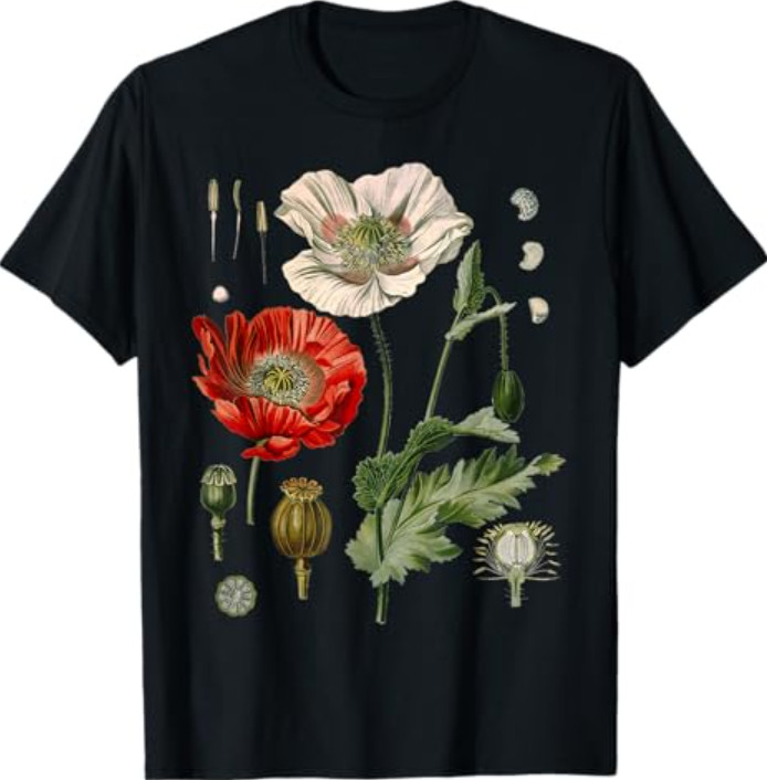 Red Poppy Botanical Poppies Red Poppy T-Shirt