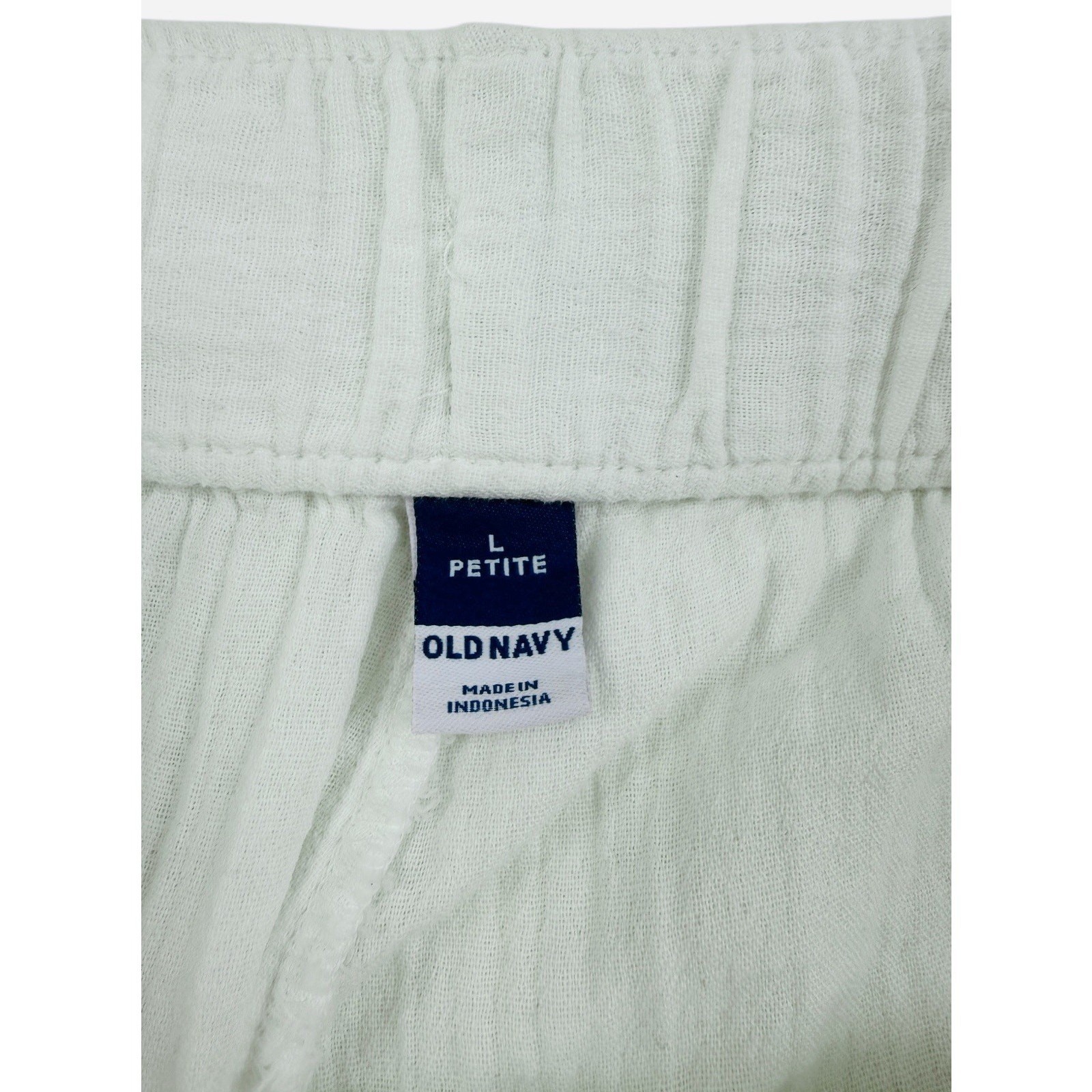 Old Navy Gauze Pants Womens L White Wide Leg Pull On Double Cotton Boho Beachy