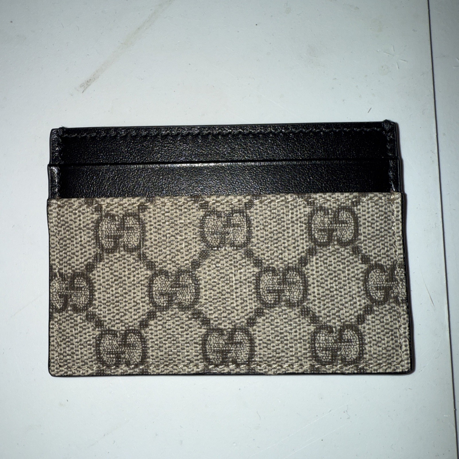 Gucci GG Supreme Card Holder Black Authentic NEW SKU (278021)