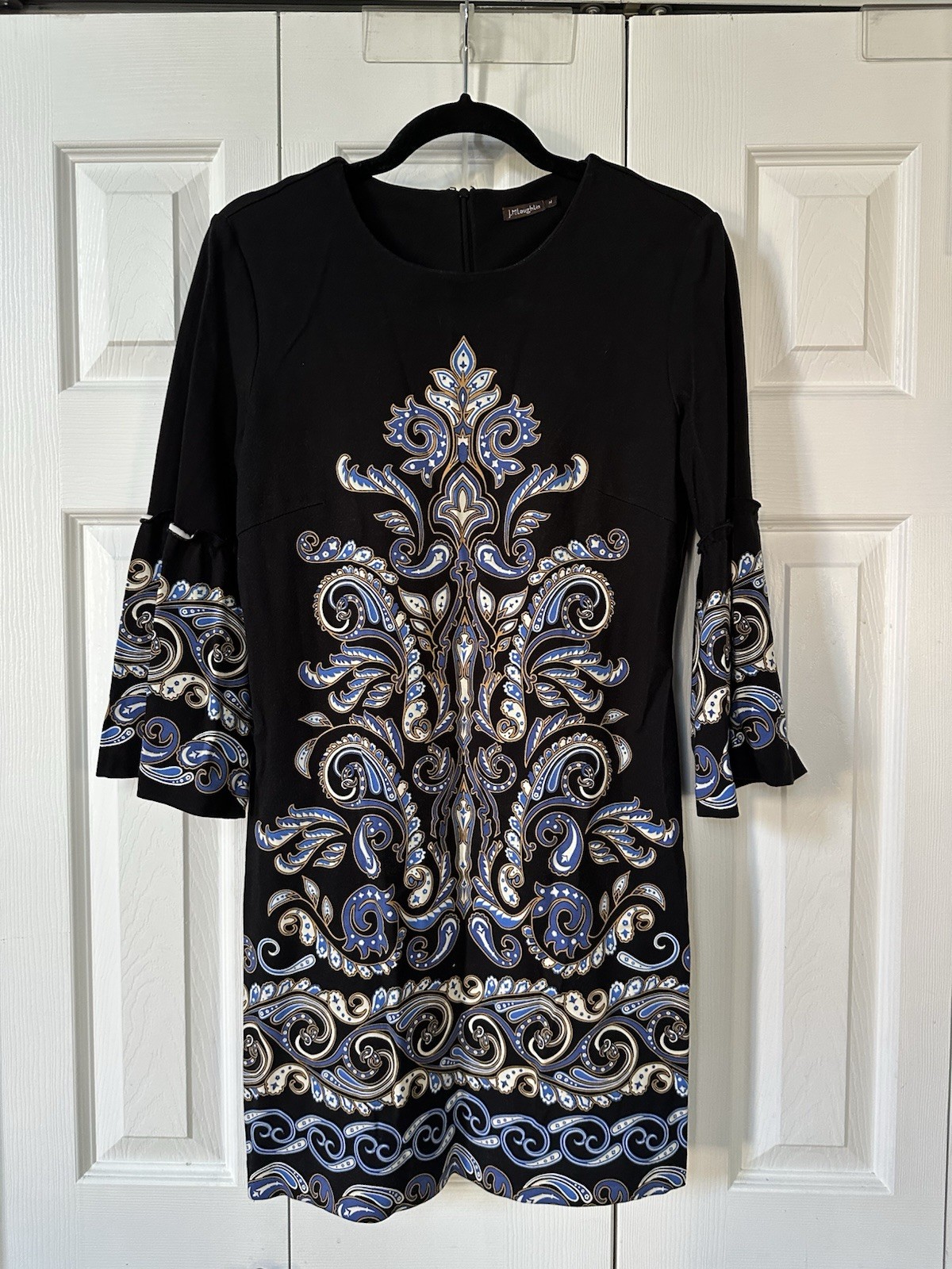 J. Mclaughlin Kinsley Bell Sleeve Black Neo Turkessa Sz M