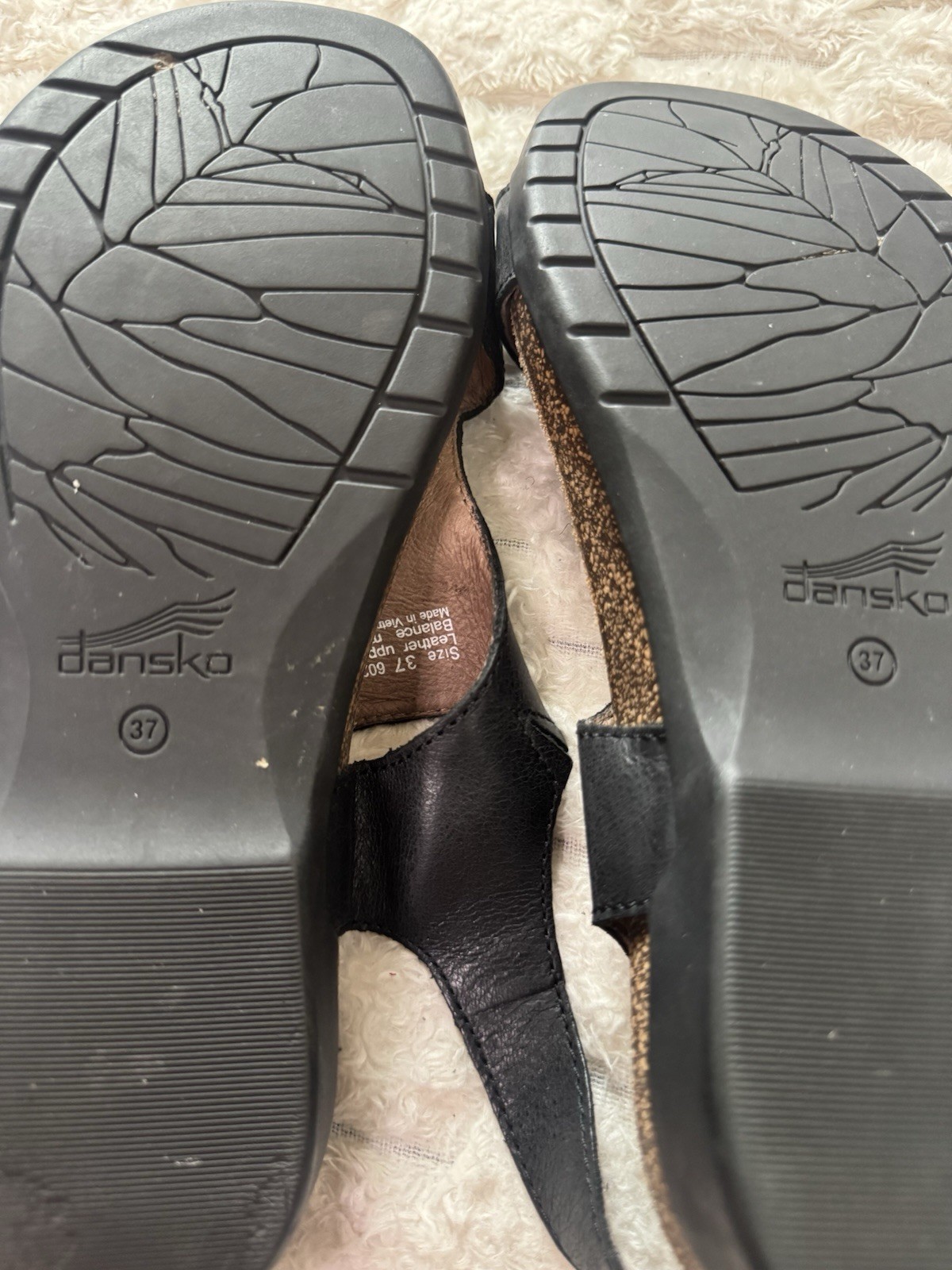Dansko Reece Black Leather Sandals Size 37 Comfort Wedge