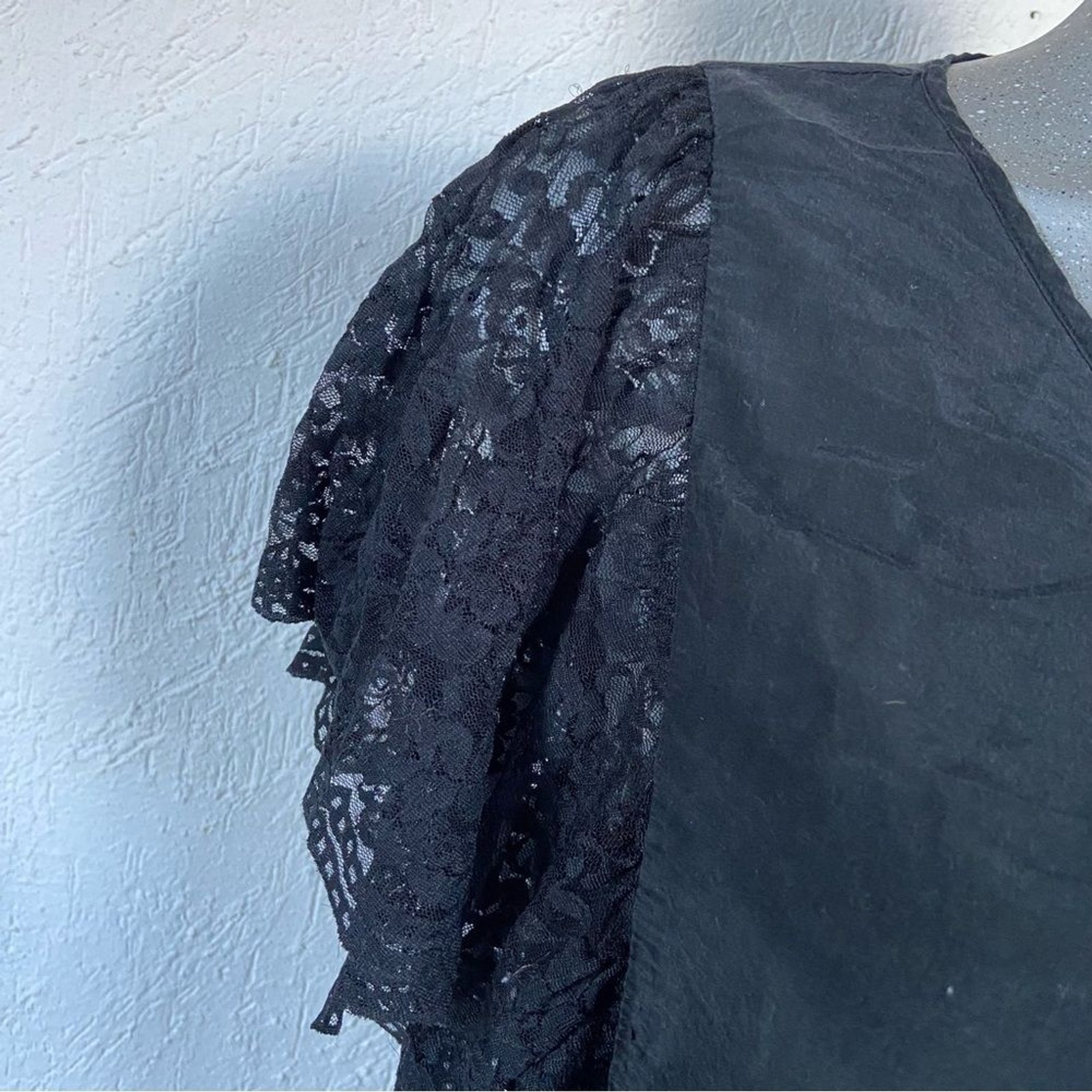 Twentyone Steampunk Fairy-Goth Cotton/Silk Blouse Top Lace Batwing Sleeve Large