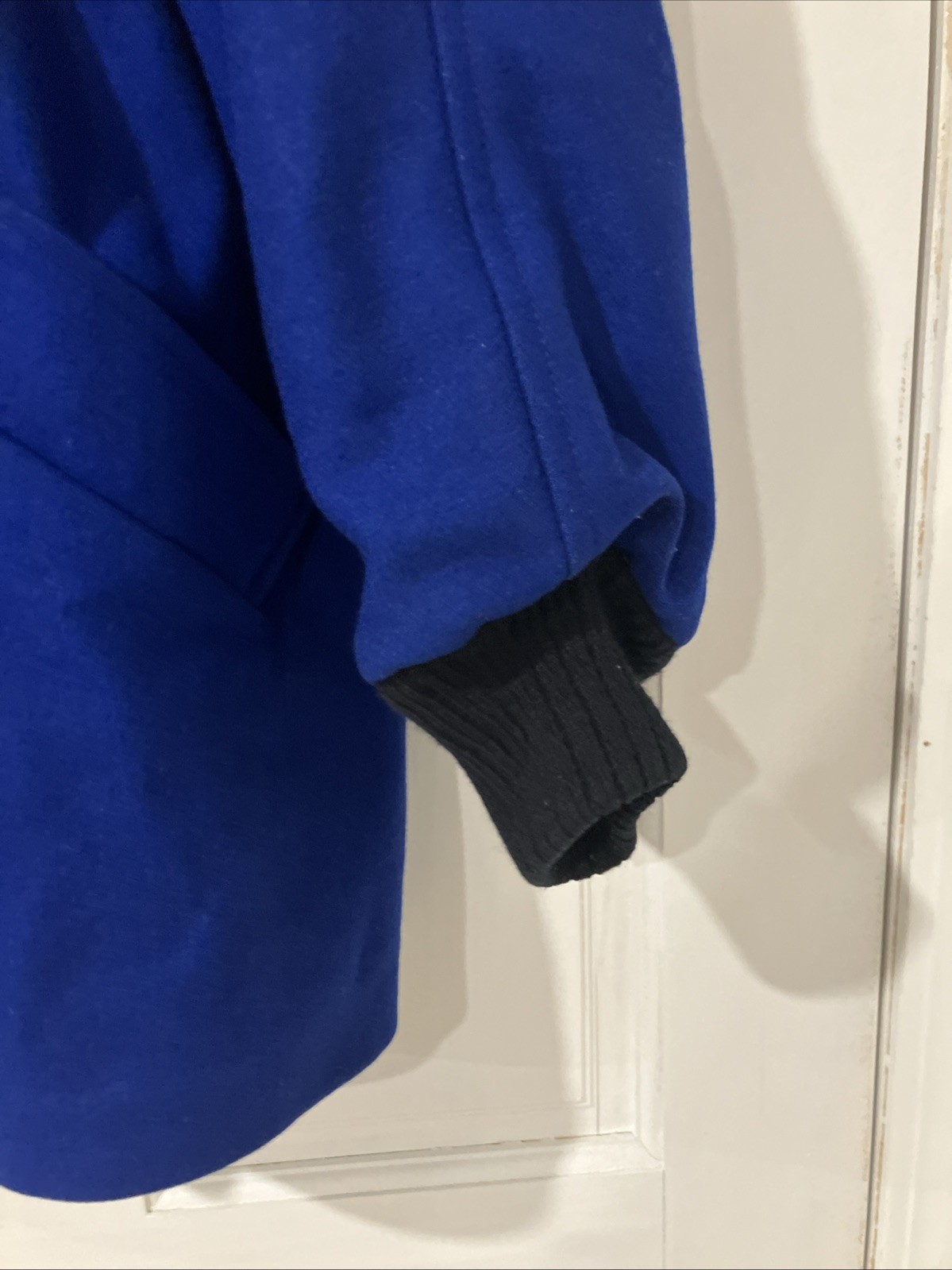 Vintage Royal Blue Wool Drape Coat. Made In Yugoslavia. Size 13/14, Medium. GUVC