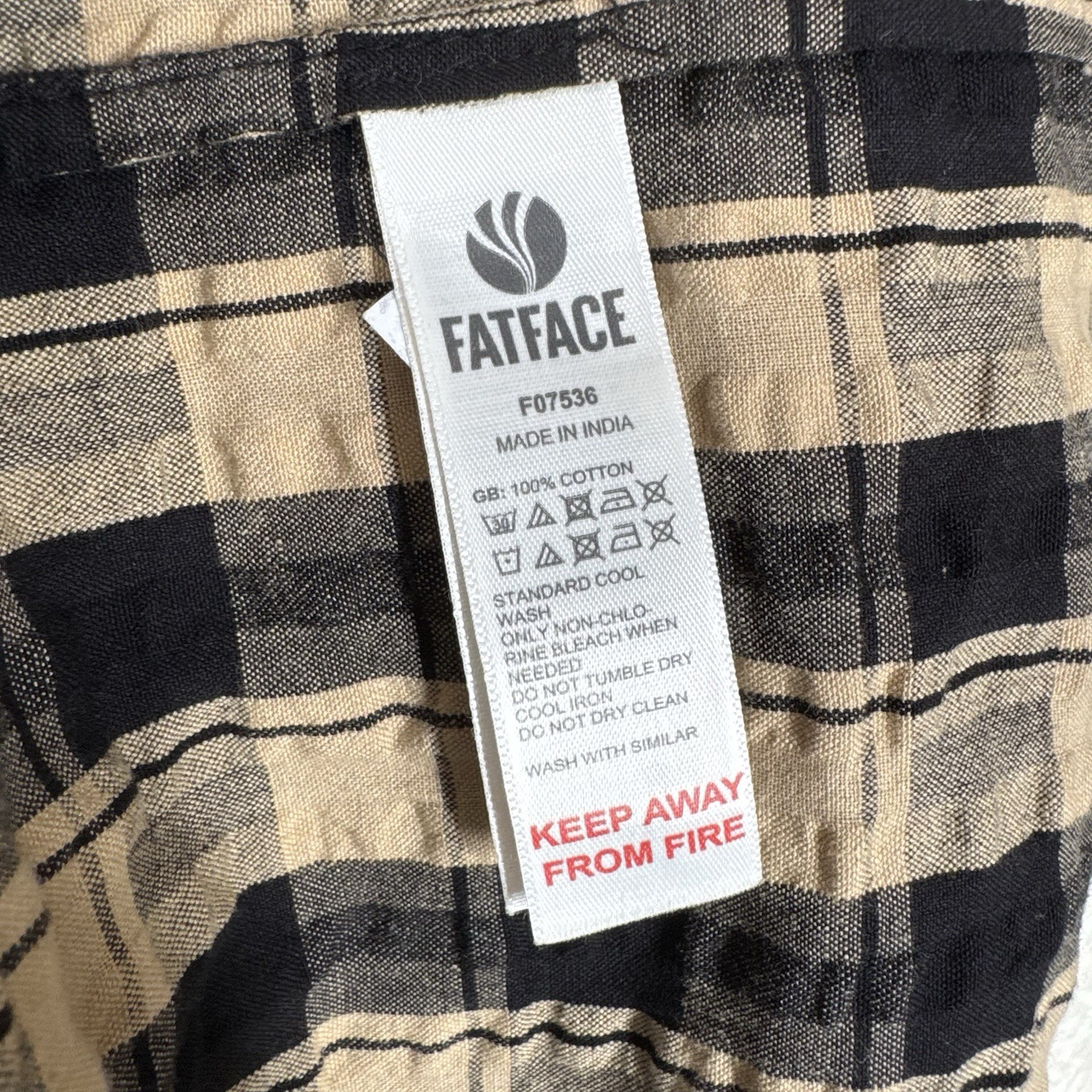 FatFace Midi Dress UK 14 Ally check shirt Beige Black collared boho RRP £69