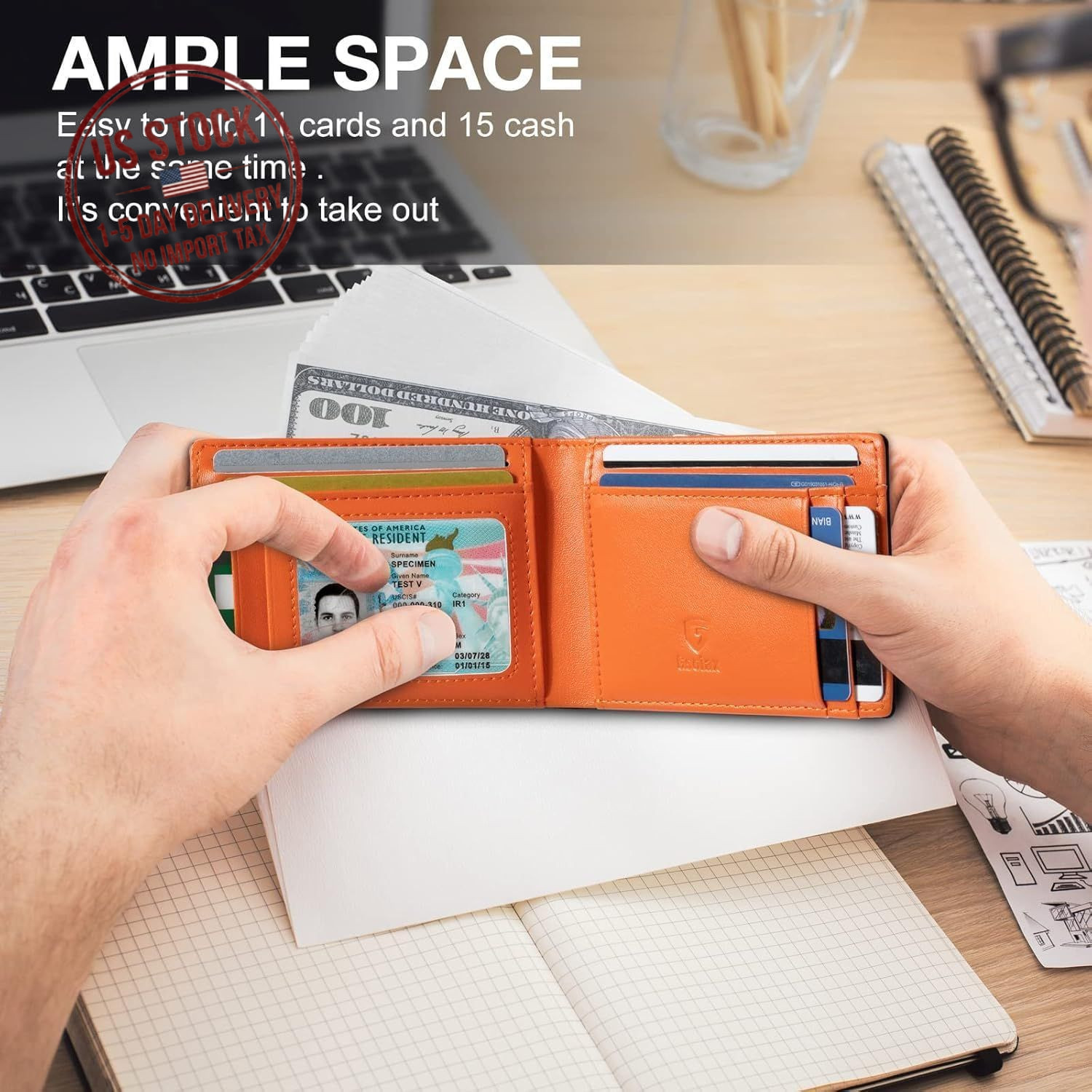 Slim RFID Leather Wallet & Carbon Fiber Money Clip – Father’s Day Gift Idea
