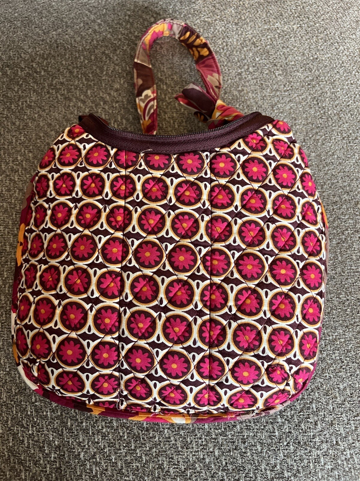 Vera Bradley Fuchsia Orange Tan Over The Shoulder Olivia Carnaby Purse Ret. 2009