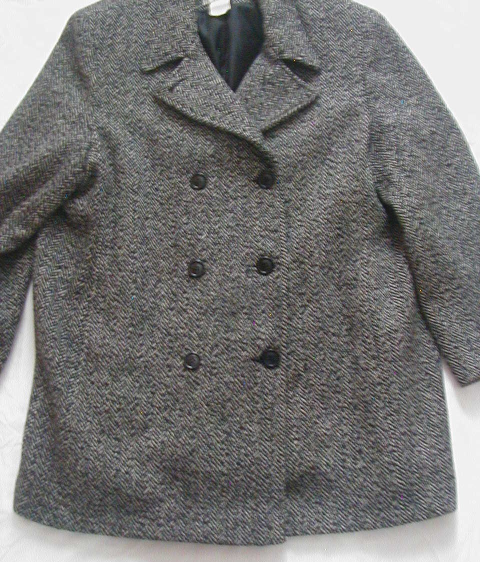 Vintage Andrea 100% Wool Herringbone Winter Car Coat Size Extra Large