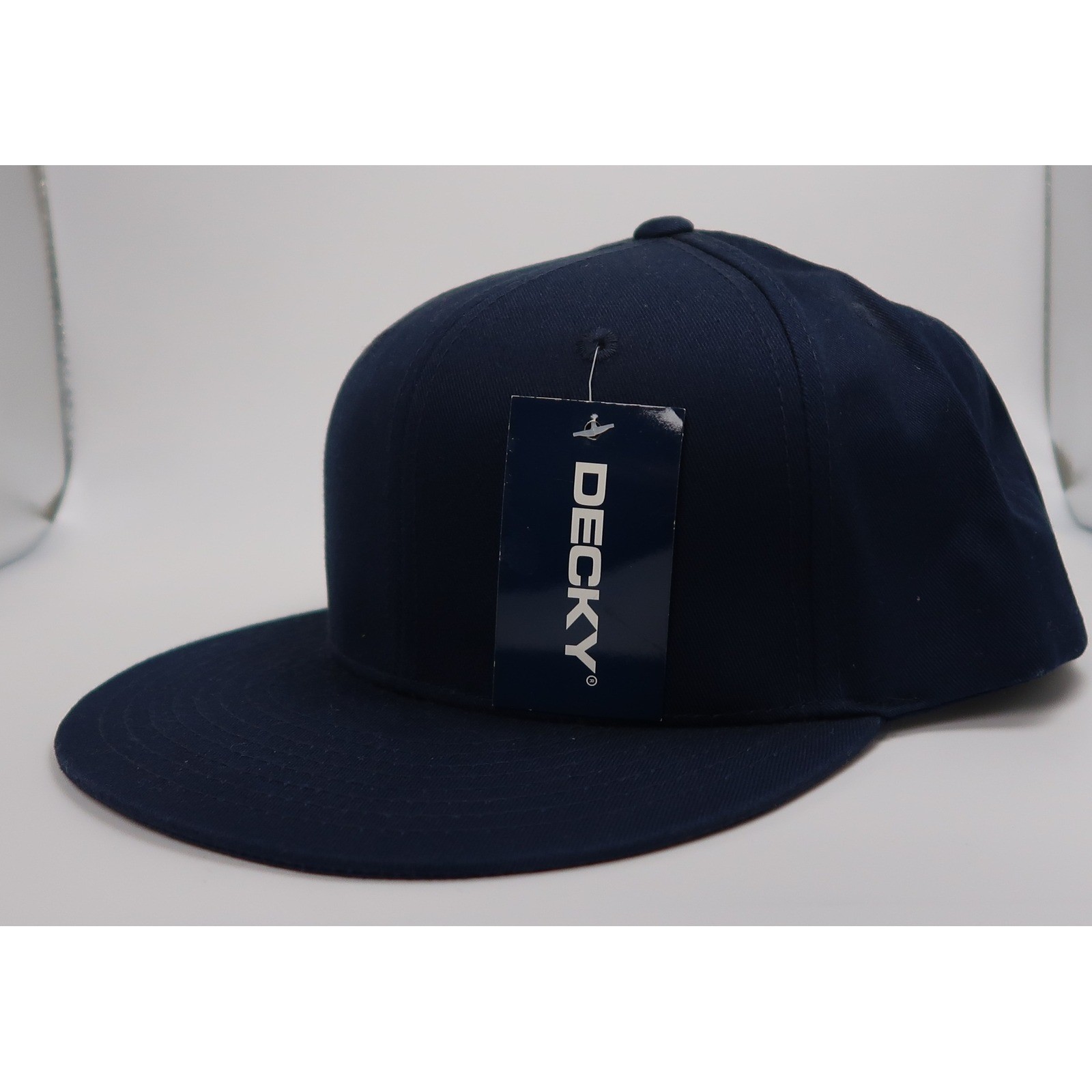 Decky 361 Navy Blue Snapback Hat Flat Bill Blank Baseball Cap Mens One Size NWT