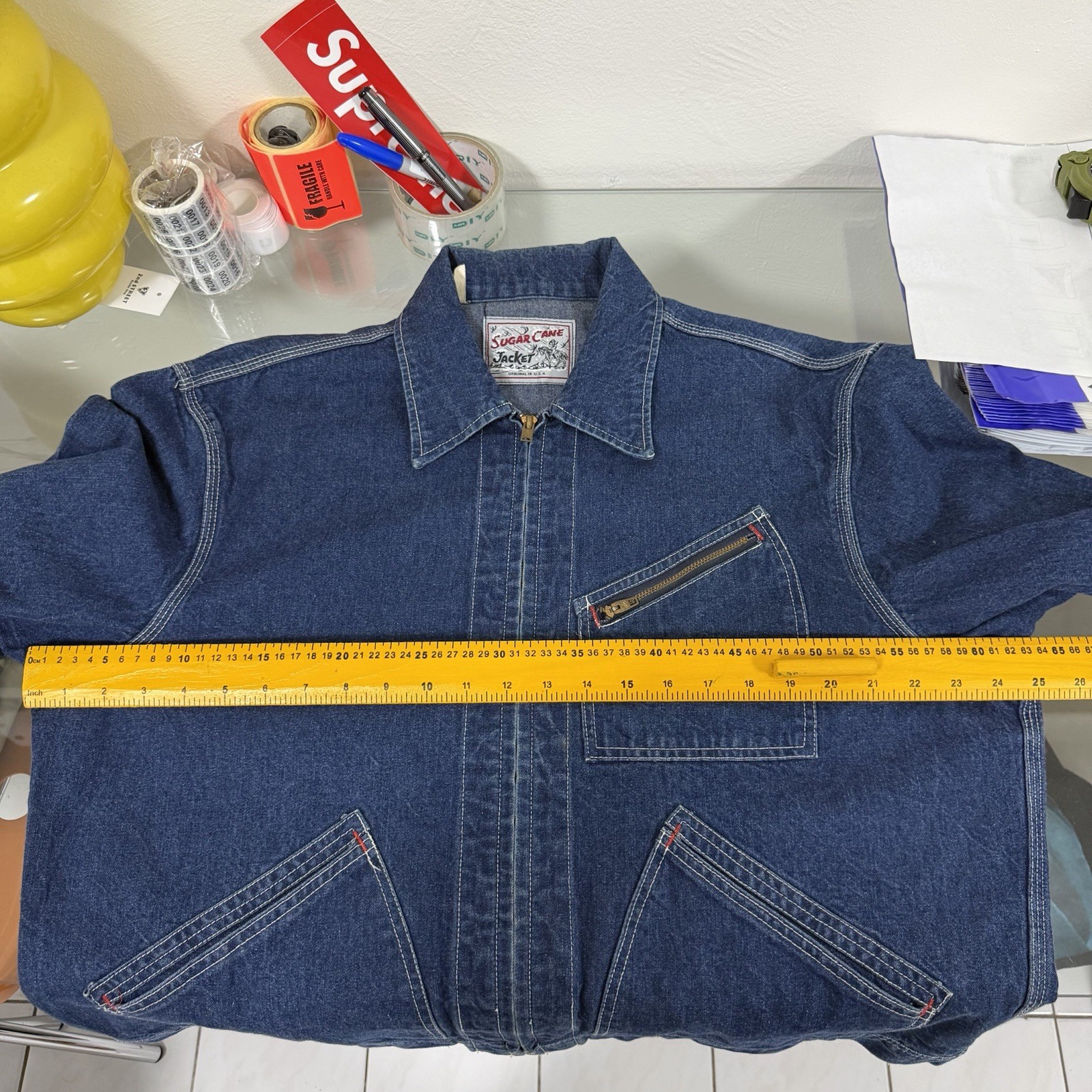 Vintage Vtg Sugar Cane Denim Zip Jacket Large Mens Selvedge Iron Heart Momotaro