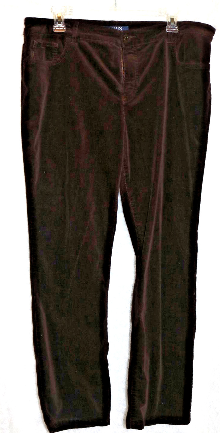Chaps petite ladies dark brown corduroy pants 16P 98% cotton