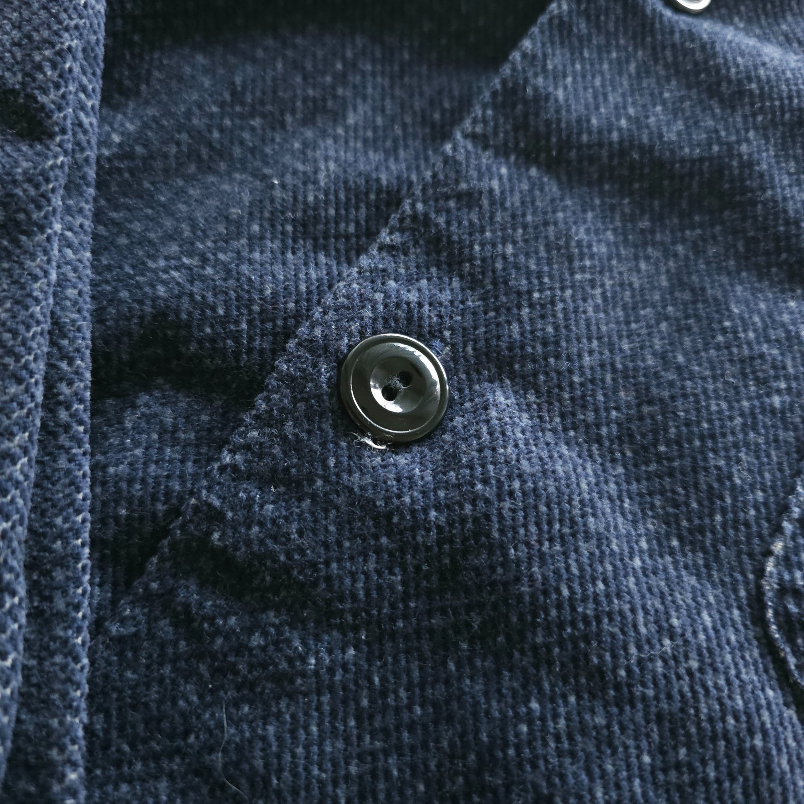 RARE S. Made in Japan Indigo Dye Chenille Corduroy Camp Collar Shirt 2 Medium