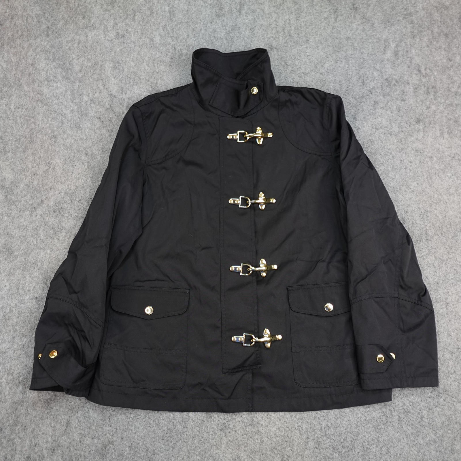 LRL Ralph Lauren Jacket Womens 2X Plus Gold Fireman Lobster Clasp Coat Vintage