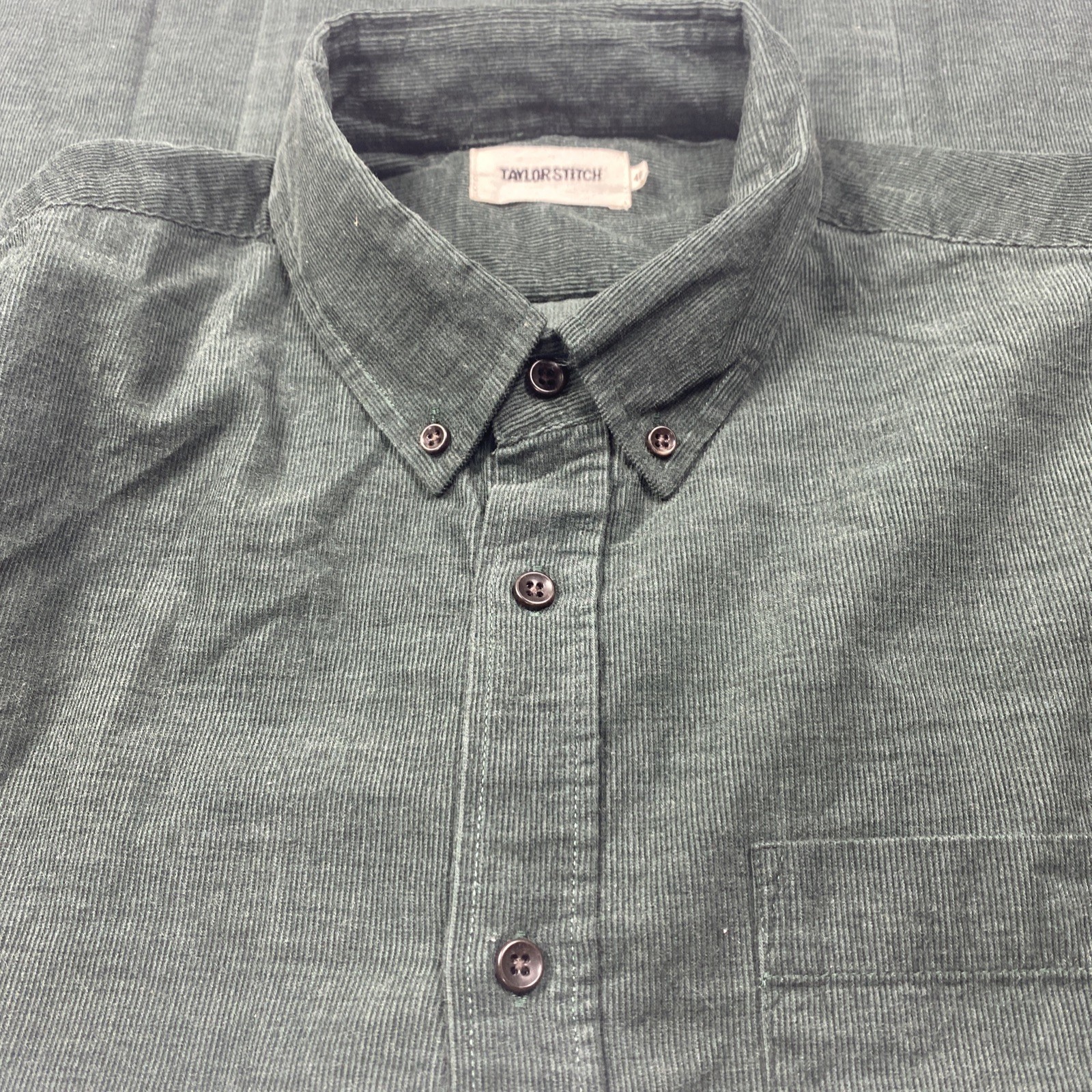 Taylor Stitch The Jack in Pine Heatherd Pincord Corduroy Button-up Shirt Mens 46