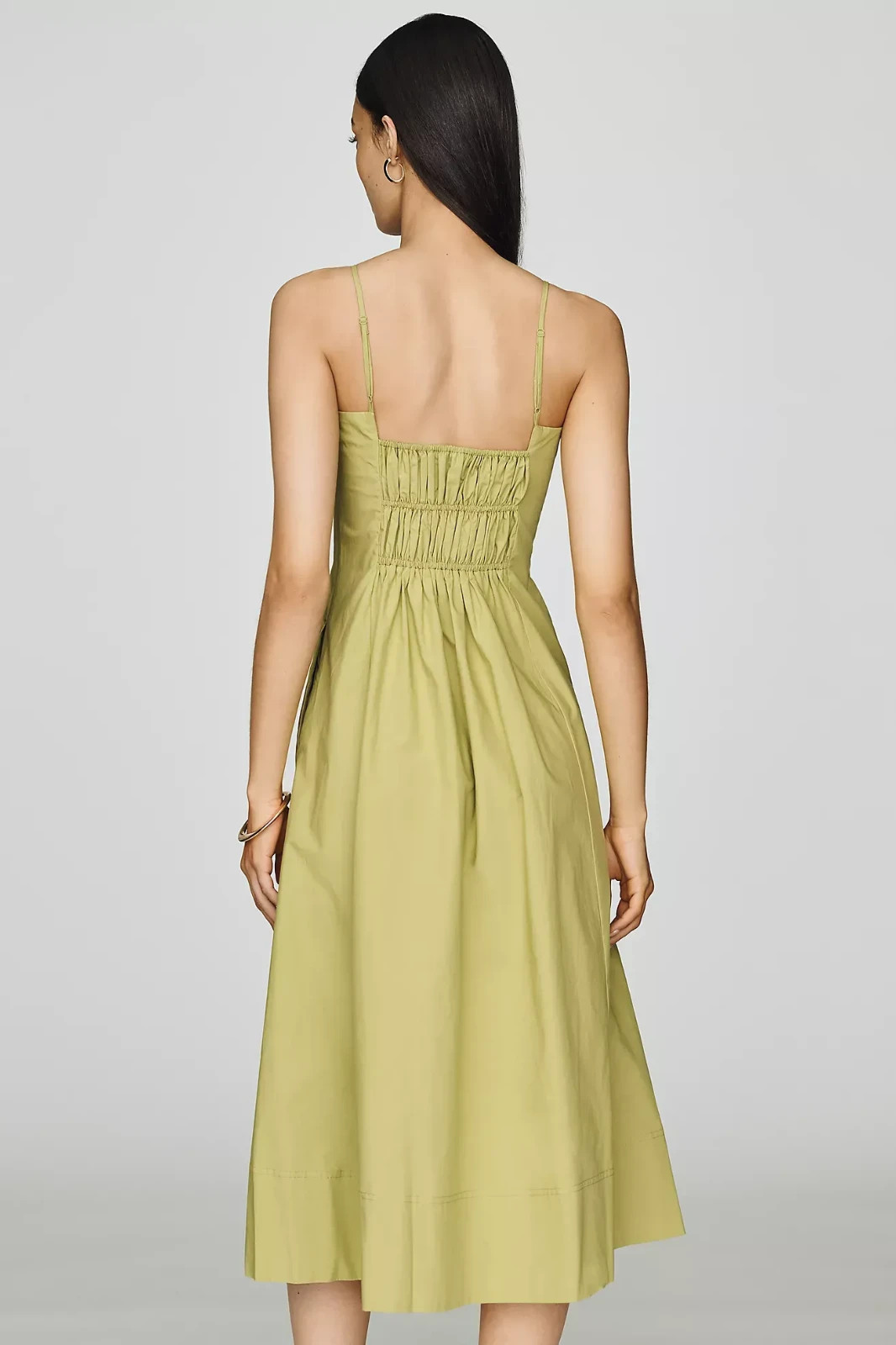 Anthropologie- Maeve Cotton Ruched Midi Dress