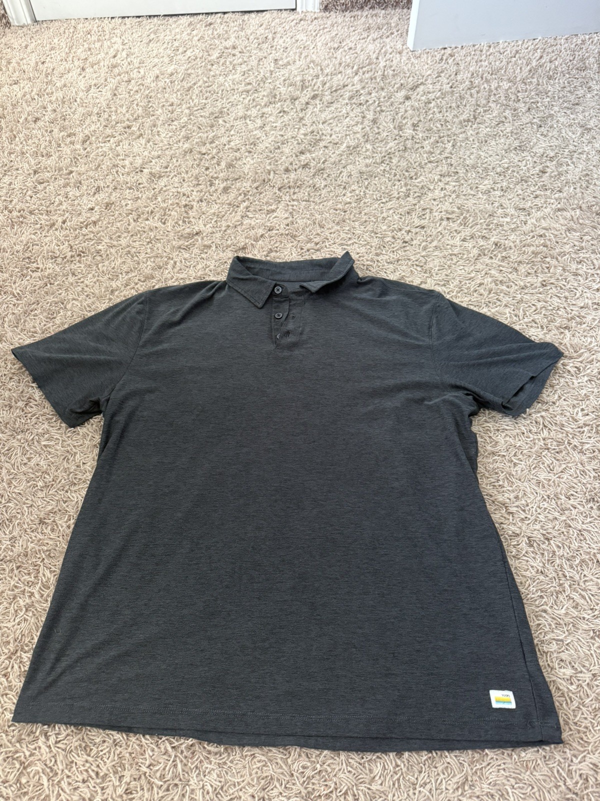 Vuori Men Strato Tech Polo Shirt Dark Gray Size Large Charcoal Heather Color