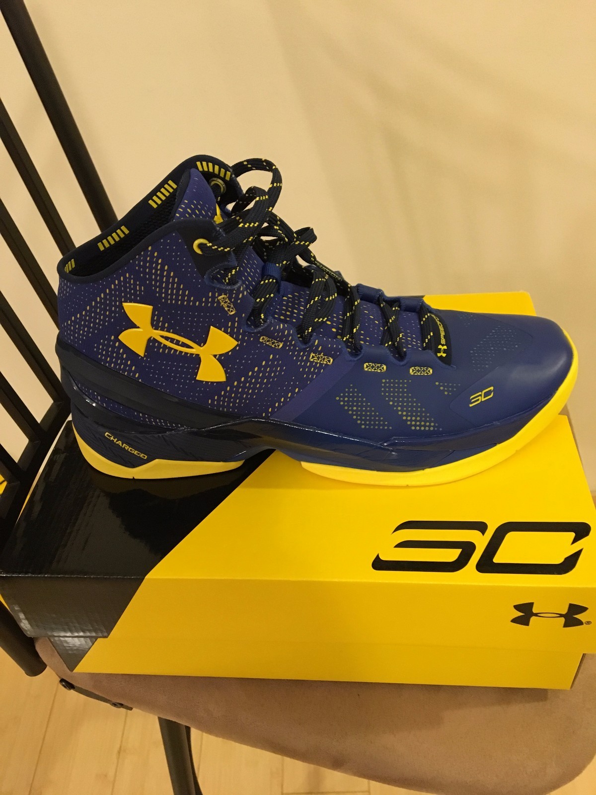 New Under Armour Curry 2 Dub Nation Away Warriors – Blue Yellow