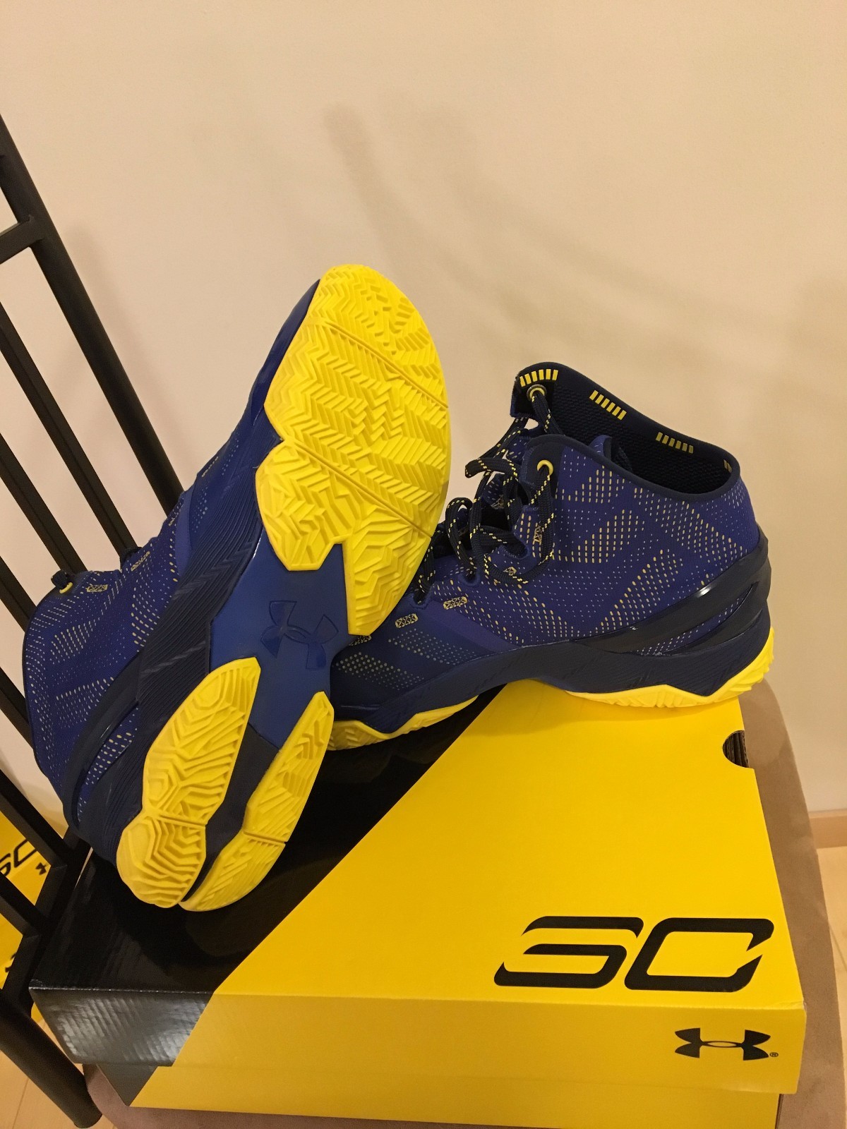 New Under Armour Curry 2 Dub Nation Away Warriors – Blue Yellow