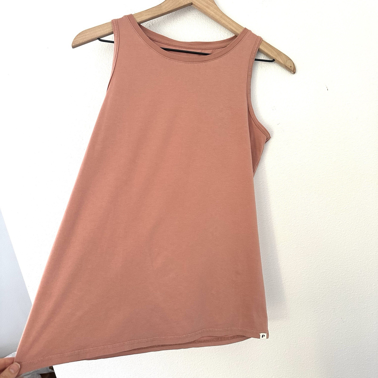 Pact 100% Organic Cotton Softspun High Neck Tank Top Small Pink Sleeveless Basic