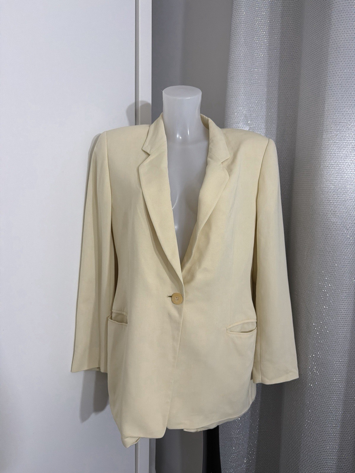 Vintage Mani Cream Yellow Wool Viscose Blazer Jacket UK 12 46