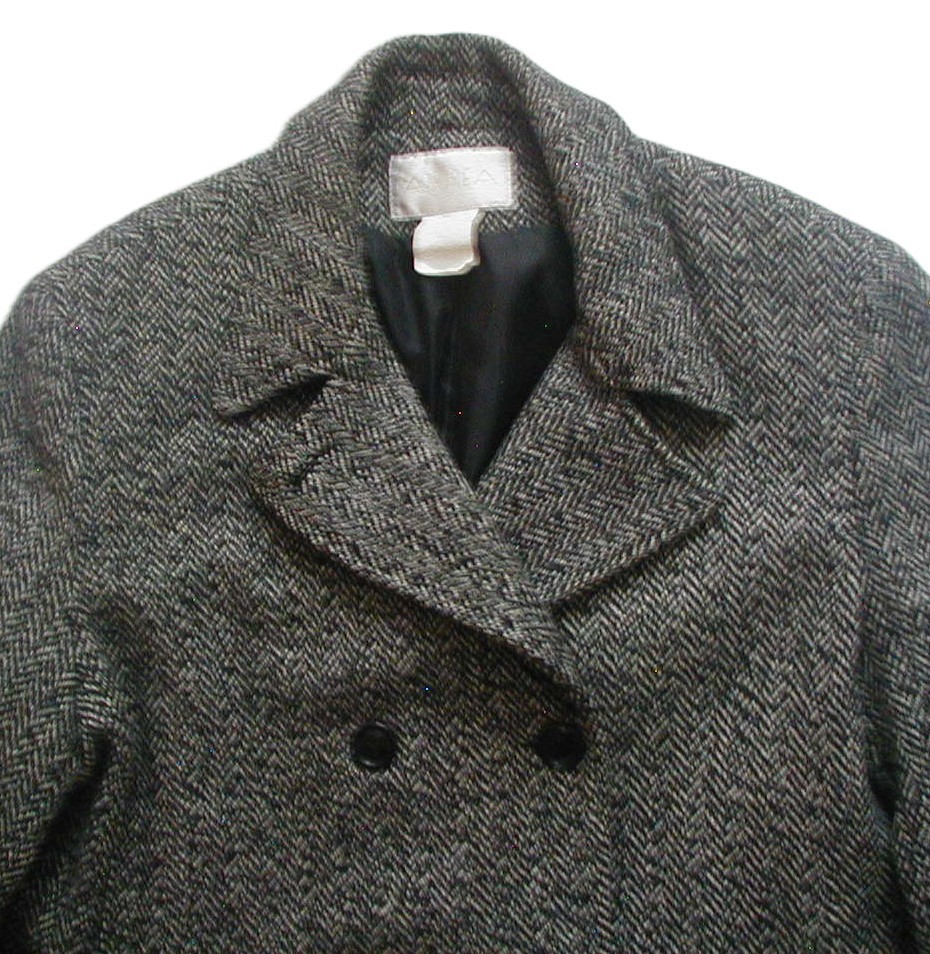 Vintage Andrea 100% Wool Herringbone Winter Car Coat Size Extra Large