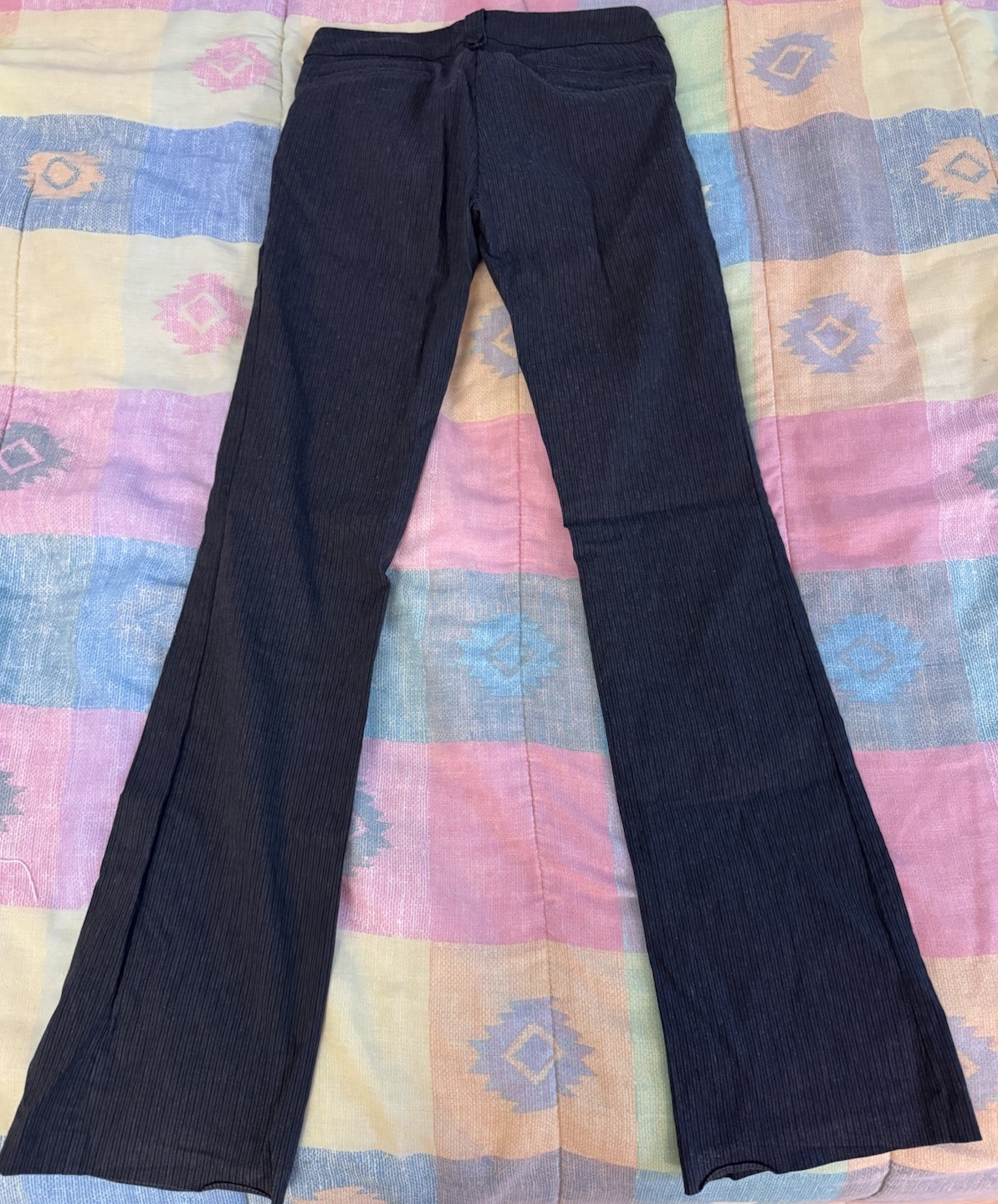 Papaya Women’s Black Ribbed Flare Pants Size S Stretch Bootcut Cotton Blend