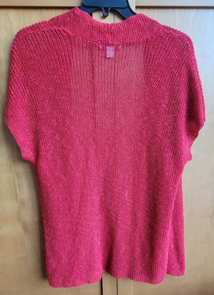 Coldwater Creek Red Open Knit Short Sleeve Cardigan Sweater Womens 1X 18