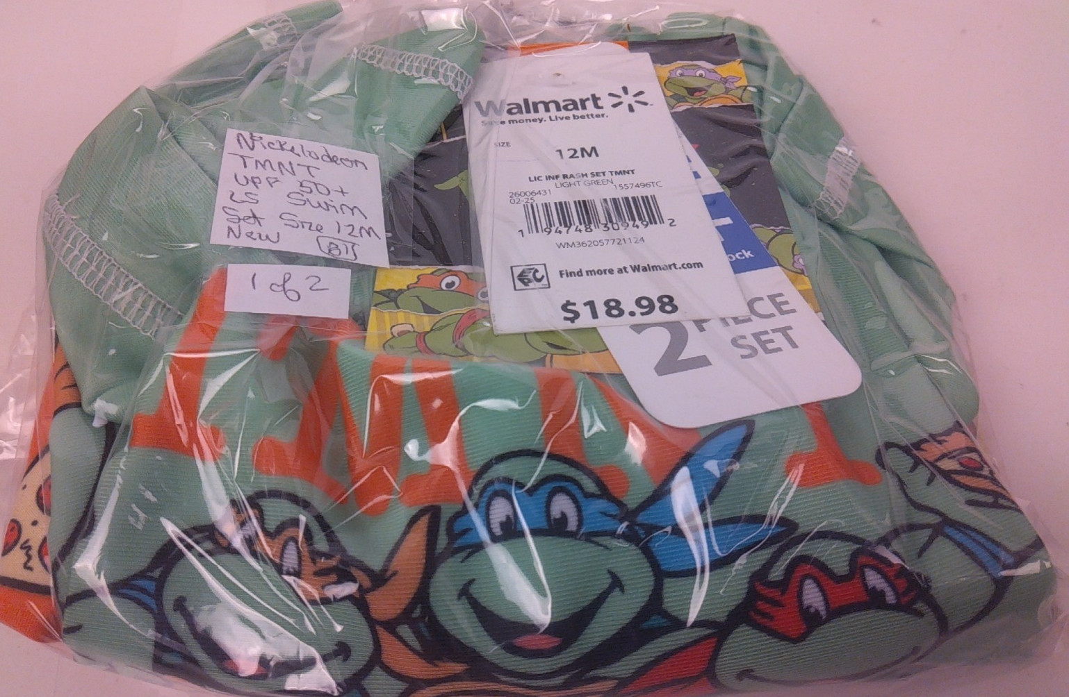 Nickelodeon Teenage Mutant Ninja Turtles UPF 50+ LS Swim Set Size 12M – New (B1)