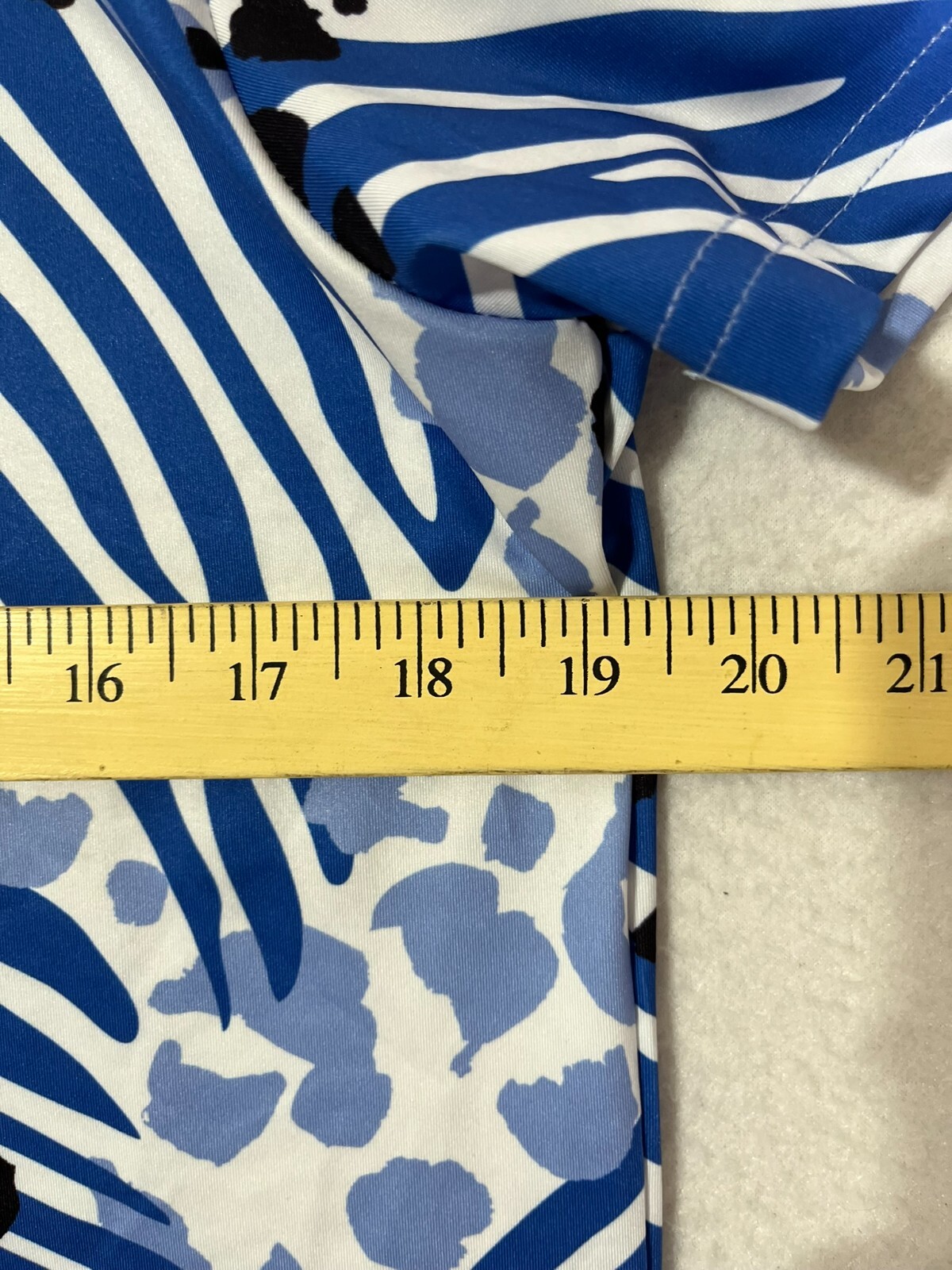 Ana Clare Active Blue White Black Animal Print Polo Top Women’s Size Large