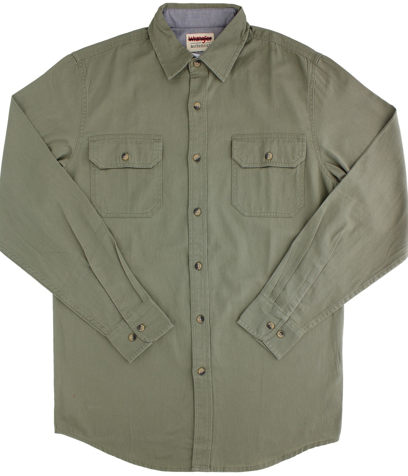 Wrangler Authentics Men’s Shirt, Long-Sleeve Button Front Work Shirt, Two-Pocket