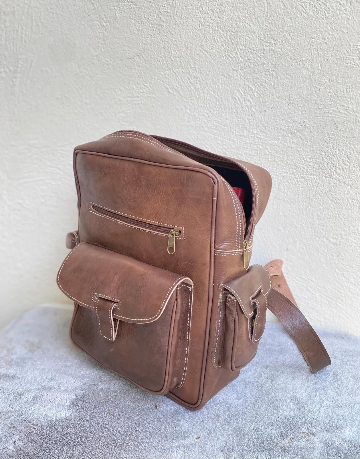 Handcrafted Genuine Leather Square Backpack – Brown | 38cm x 30cm