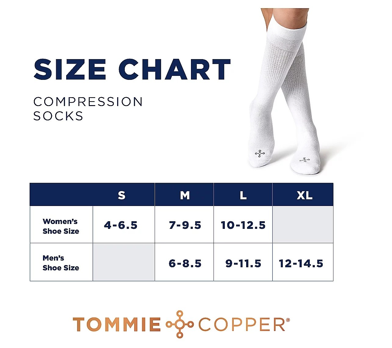 Tommie Copper 4 Pack ErgoFit Compression OTC socks Basic – Large