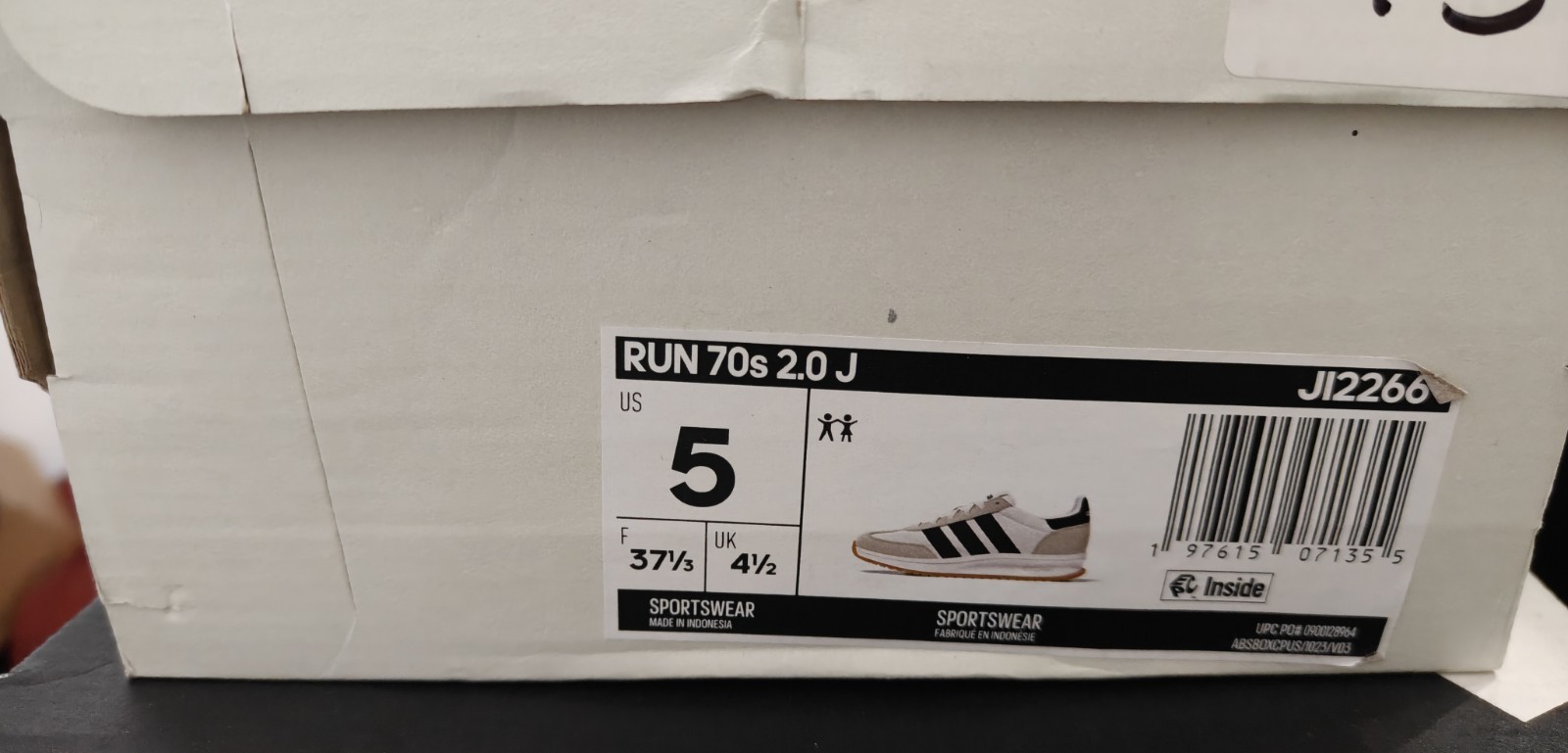 Adidas Run 70s 2.0 shoes – White Black Grey 5Y/ 7W New JI2266